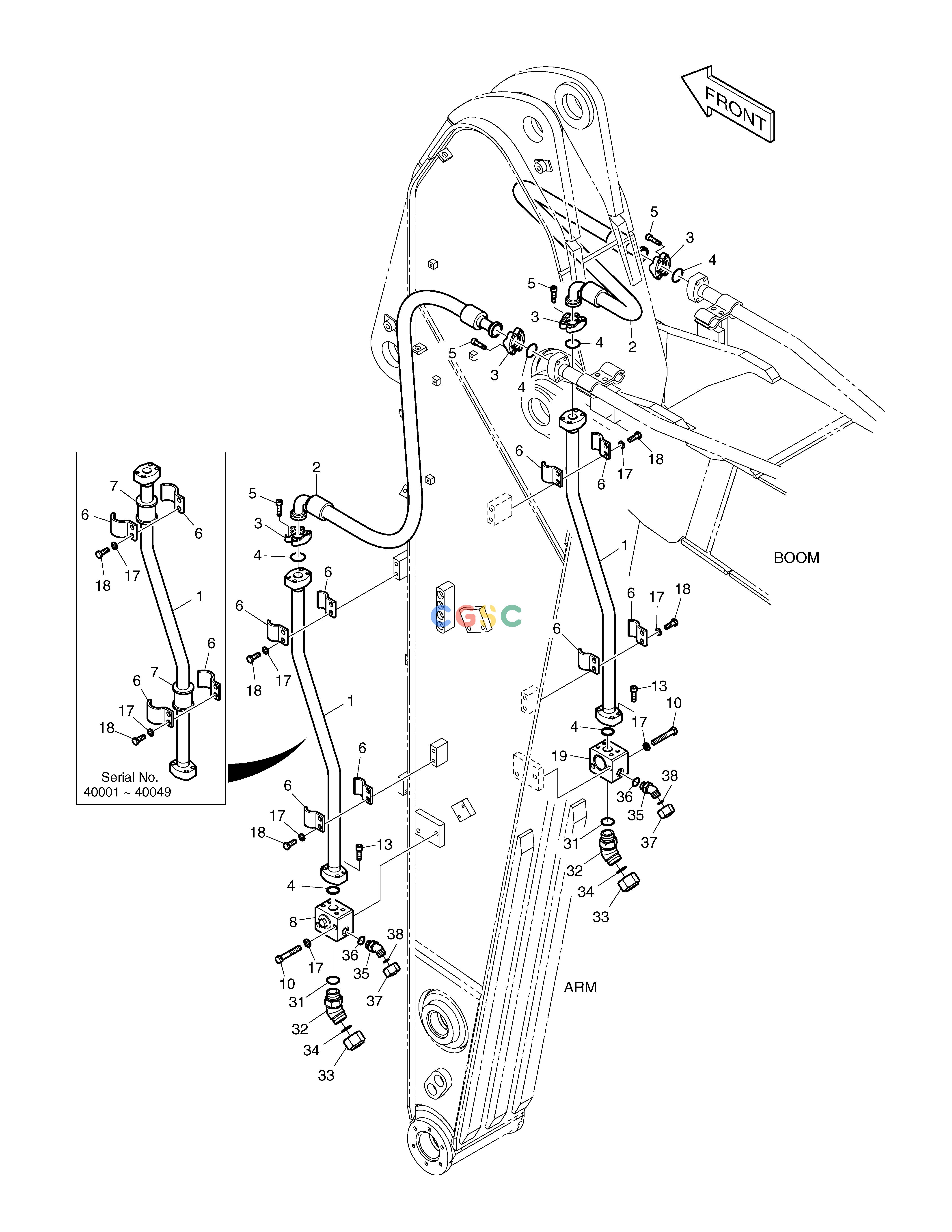 斗山零件查询ARM PIPING - ARM 2.9m(ONE & TWO WAY) TXC225LC-2 Doosan parts catalog online