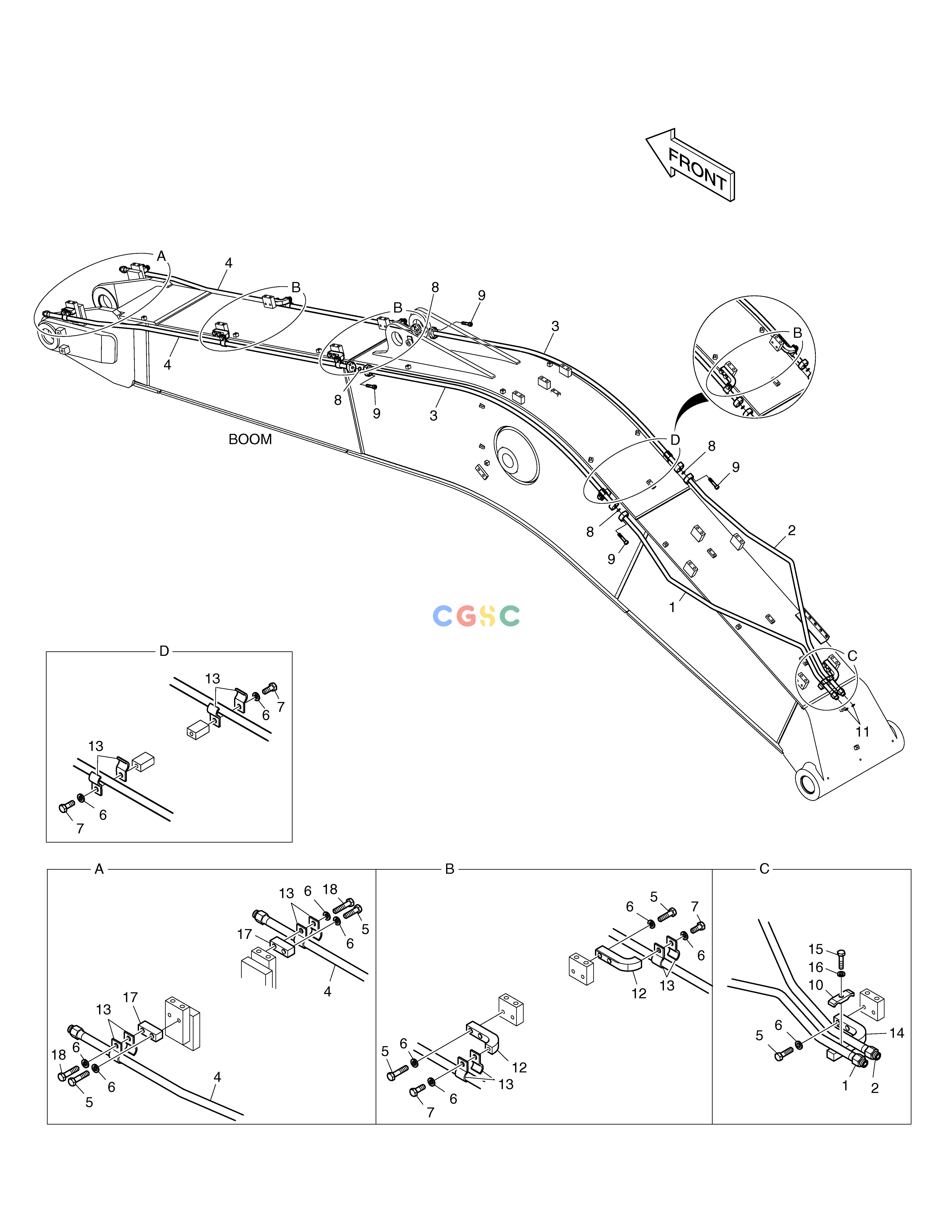 斗山零件查询BOOM PIPING - ROTATING(BOOM 5.7m) TXC225LC-2 Doosan parts catalog online