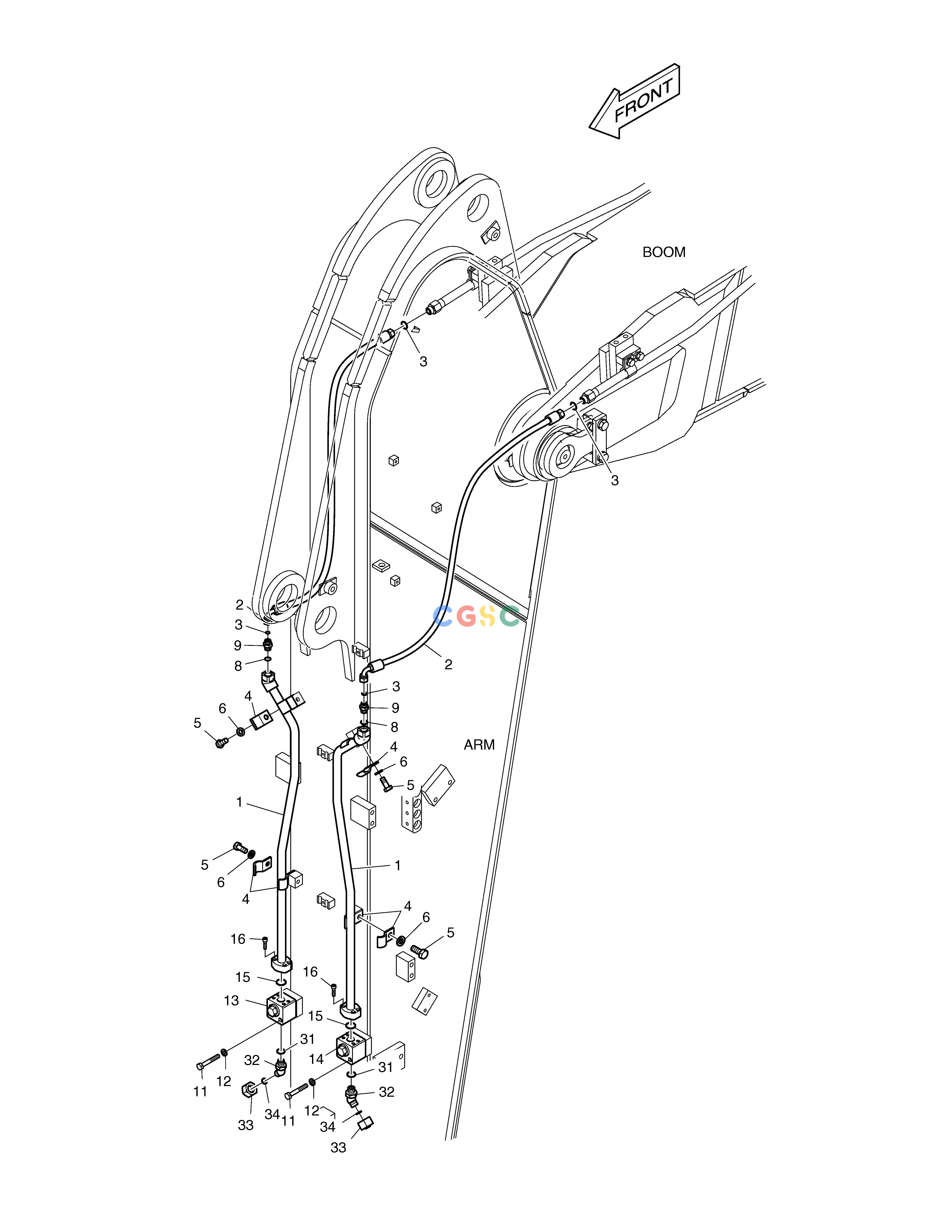 斗山零件查询ARM PIPING - ROTATING(ARM 2.9m) TXC225LC-2 Doosan parts catalog online