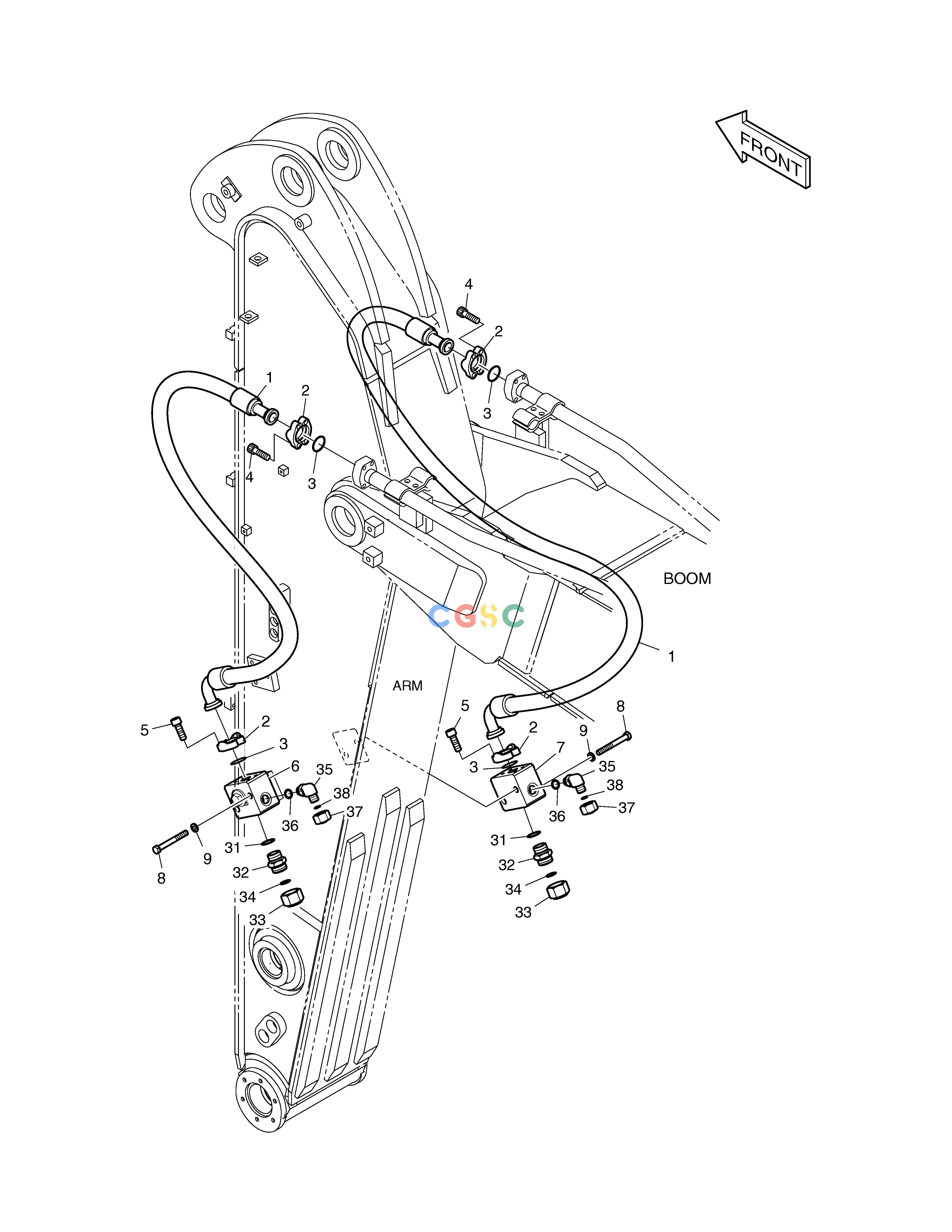 斗山零件查询ARM PIPING - ARM 2.0m(ONE & TWO WAY) TXC225LC-2 Doosan parts catalog online