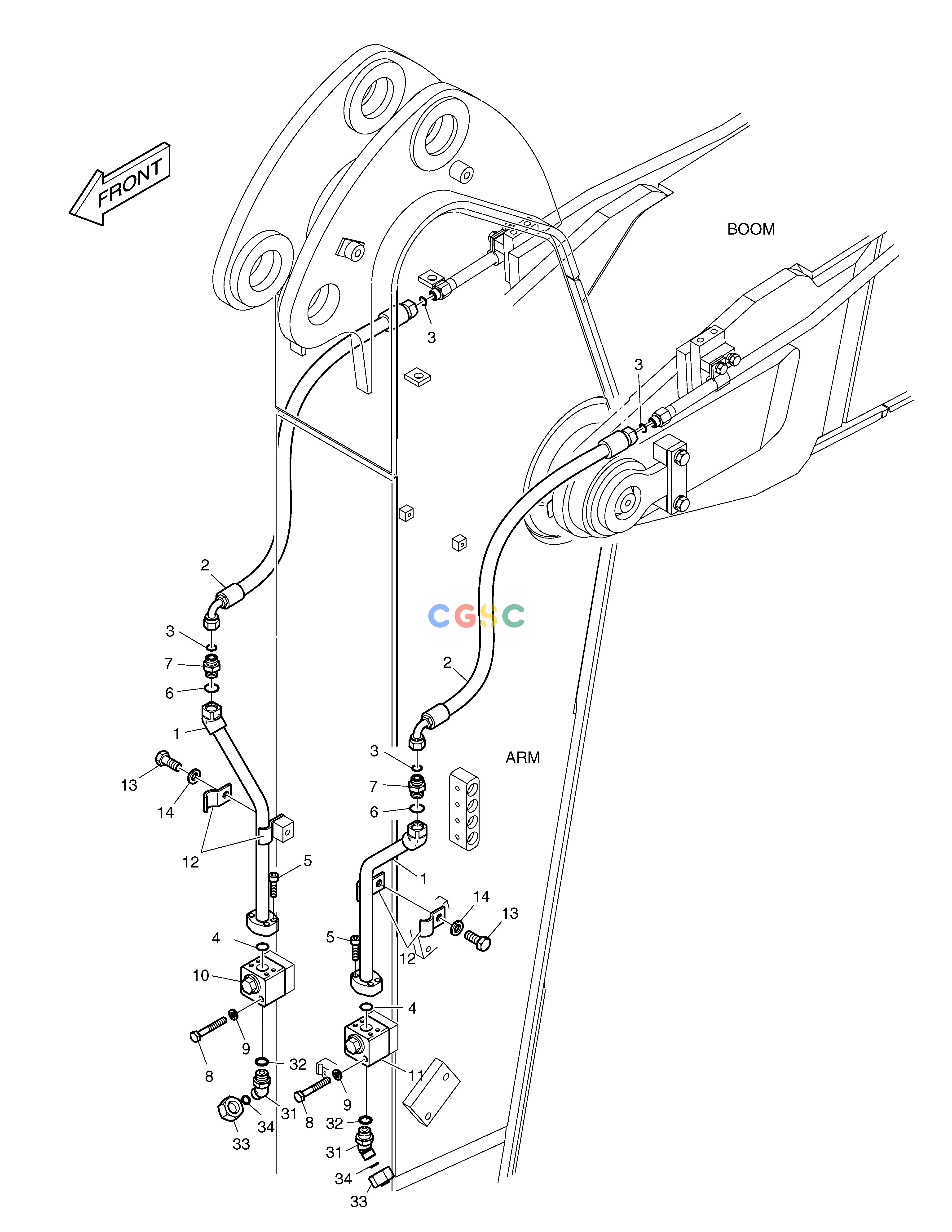 斗山零件查询ARM PIPING - ARM 2.0m(ROTATING) TXC225LC-2 Doosan parts catalog online