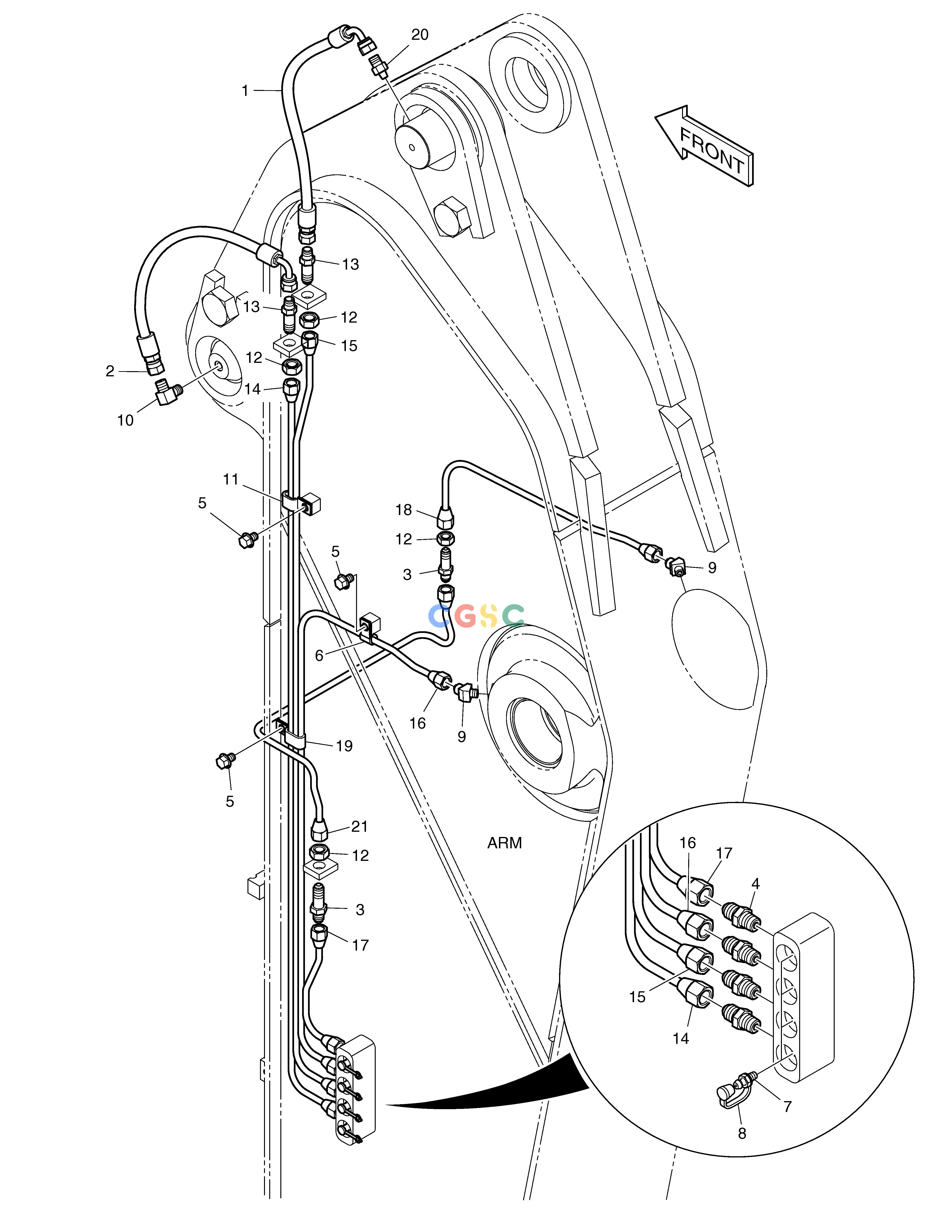 斗山零件查询LUBRICATION PIPING - ARM 2.4m TXC225LC-2 Doosan parts catalog online