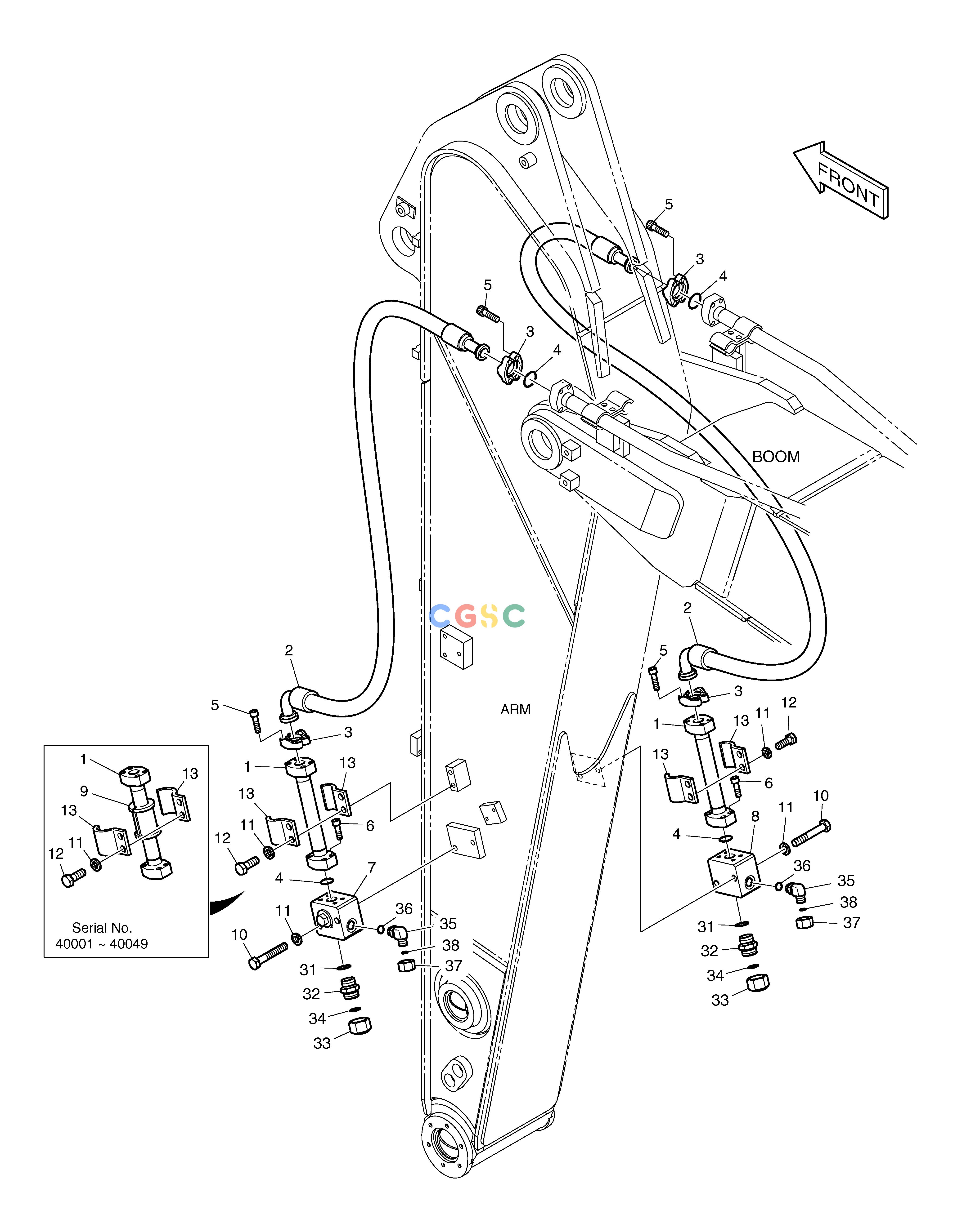 斗山零件查询ARM PIPING - ARM 2.4m(ONE & TWO WAY) TXC225LC-2 Doosan parts catalog online