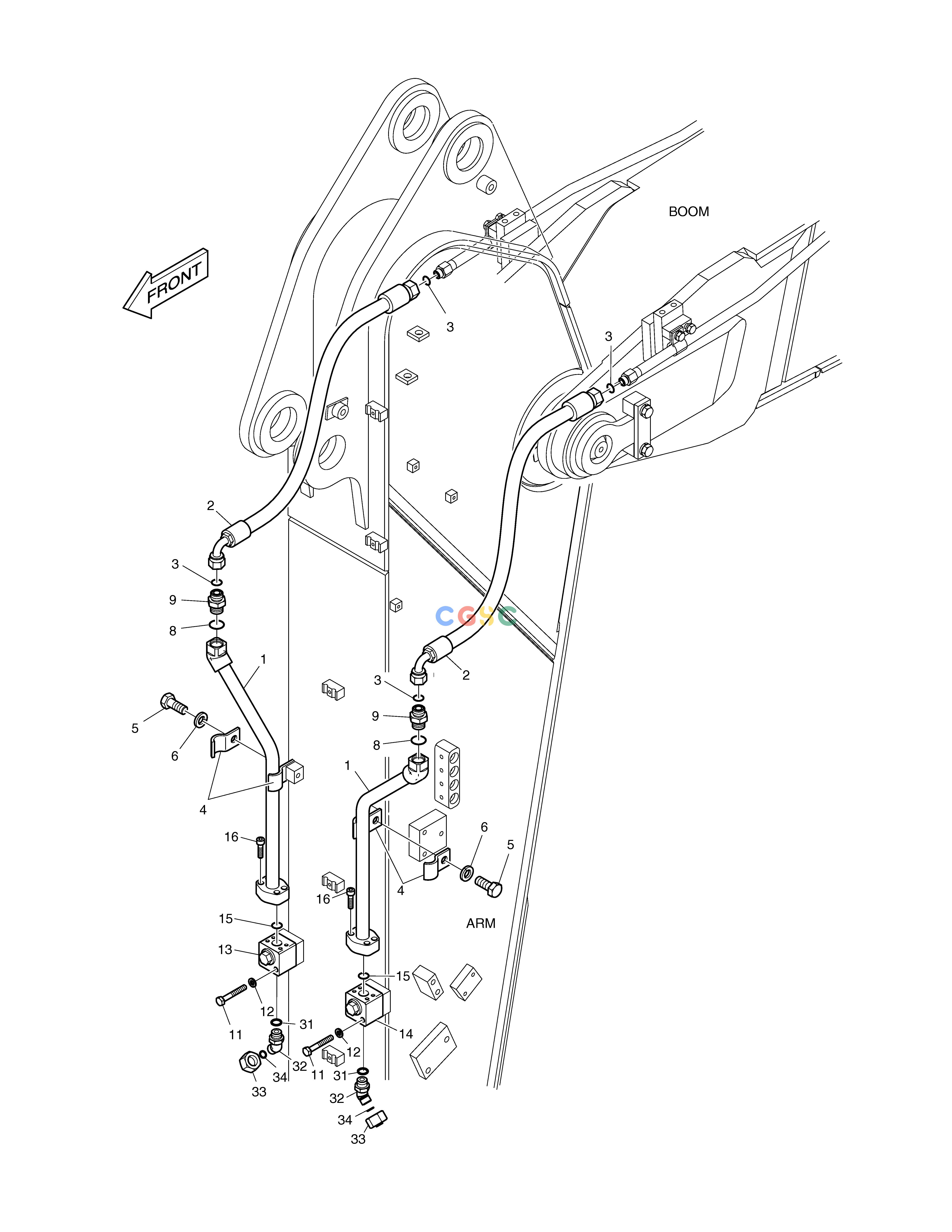 斗山零件查询ARM PIPING - ARM 2.4m(ROTATING) TXC225LC-2 Doosan parts catalog online