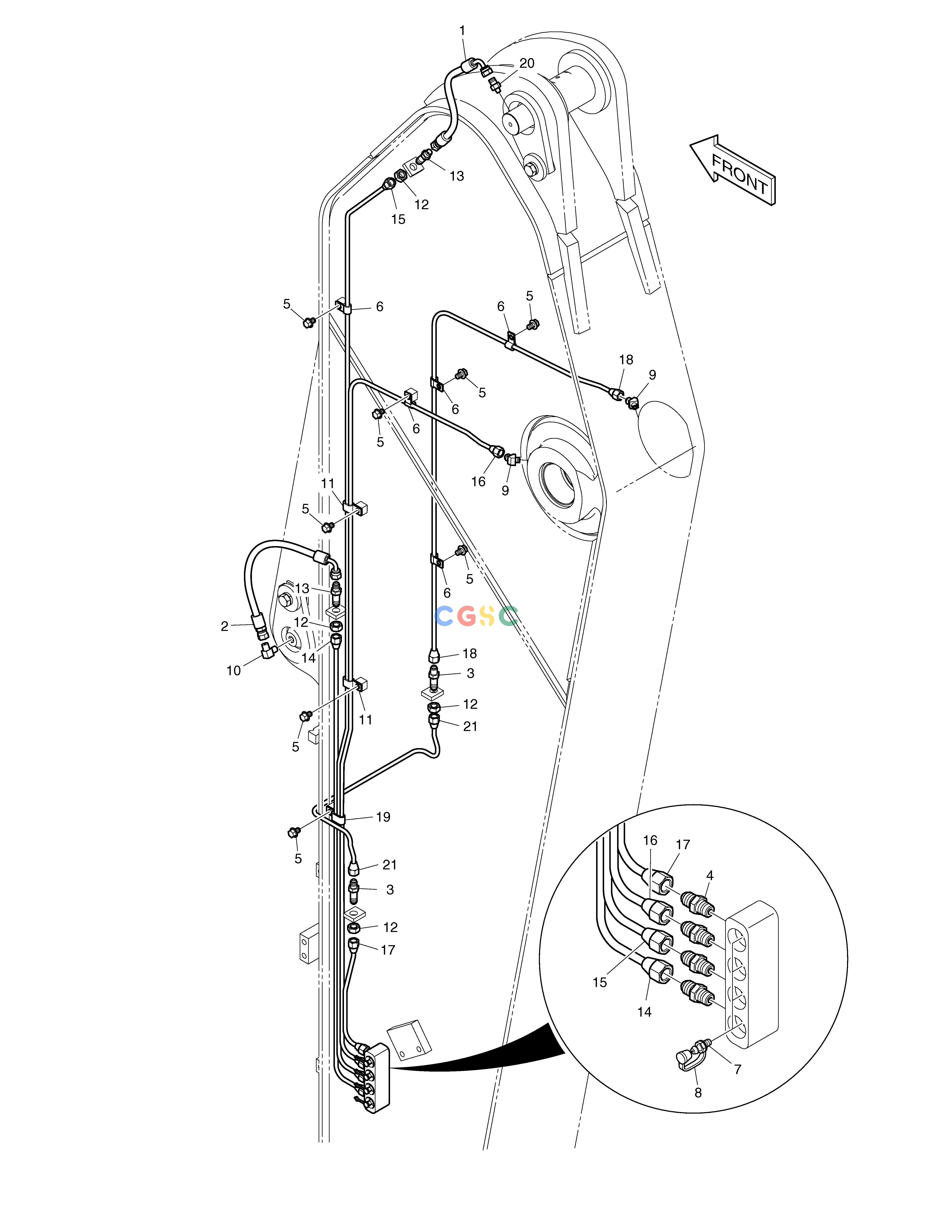 斗山零件查询LUBRICATION PIPING - ARM 3.5m TXC225LC-2 Doosan parts catalog online