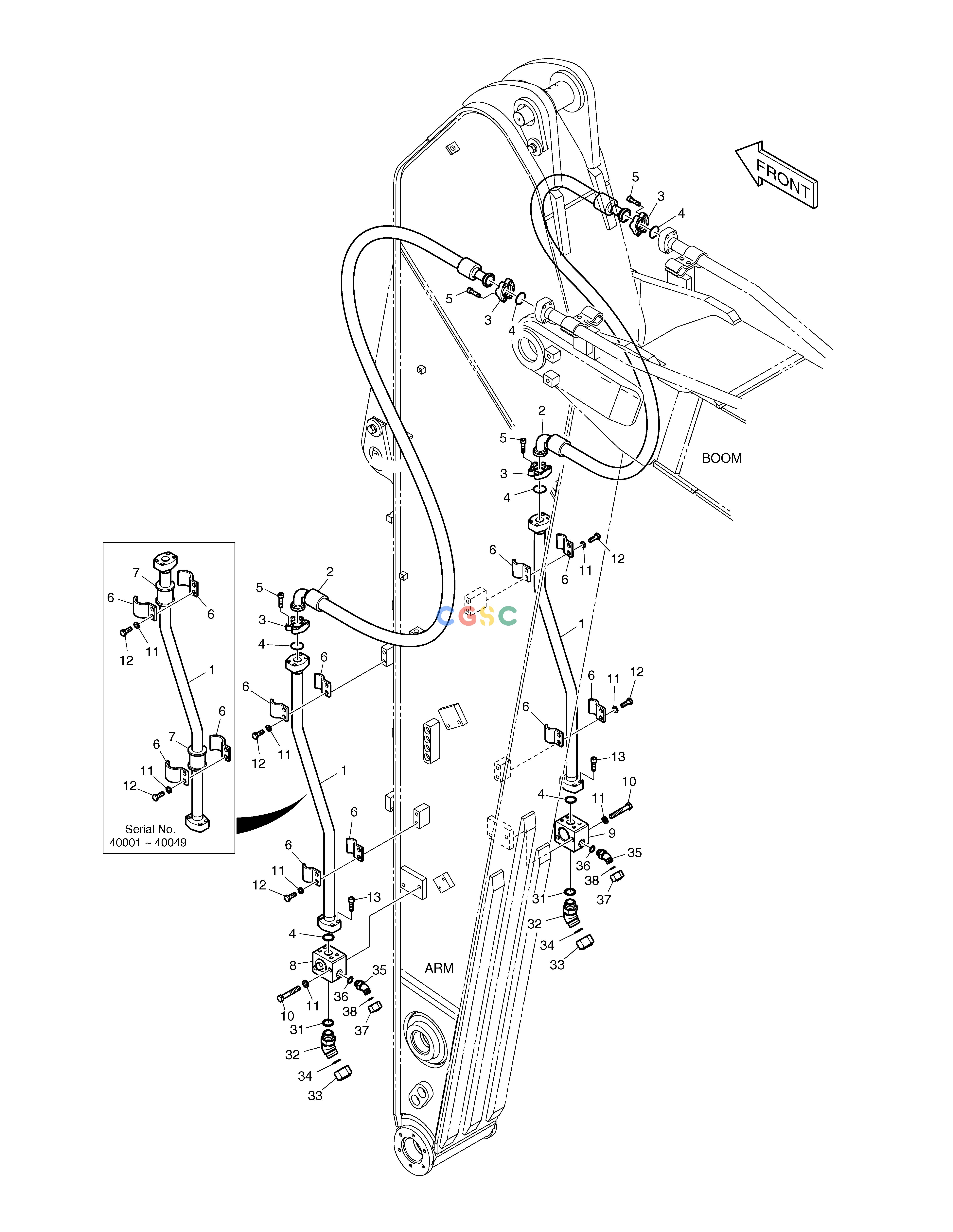 斗山零件查询ARM PIPING - ARM 3.5m(ONE & TWO WAY) TXC225LC-2 Doosan parts catalog online