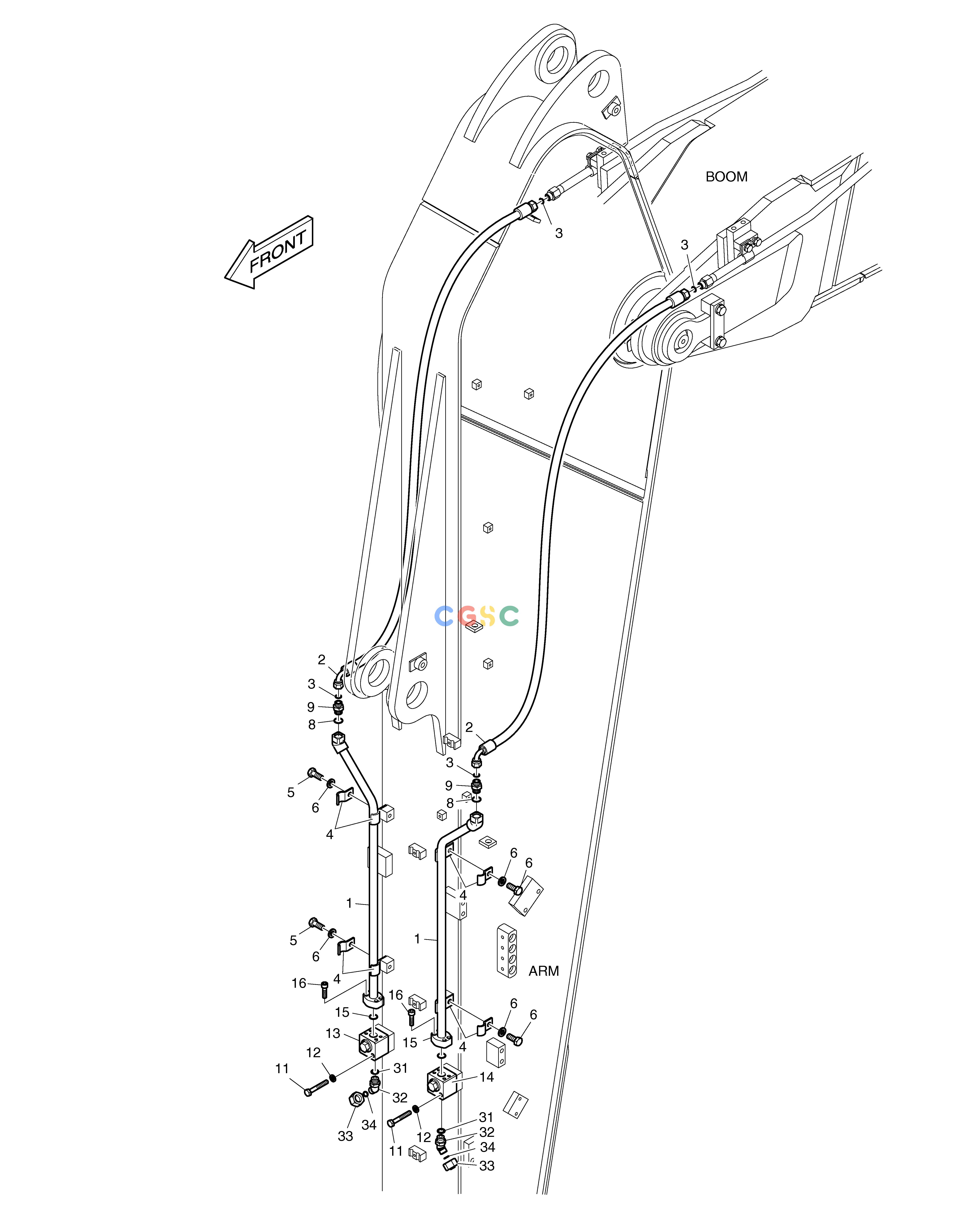 斗山零件查询ARM PIPING - ARM 3.5m(ROTATING) TXC225LC-2 Doosan parts catalog online