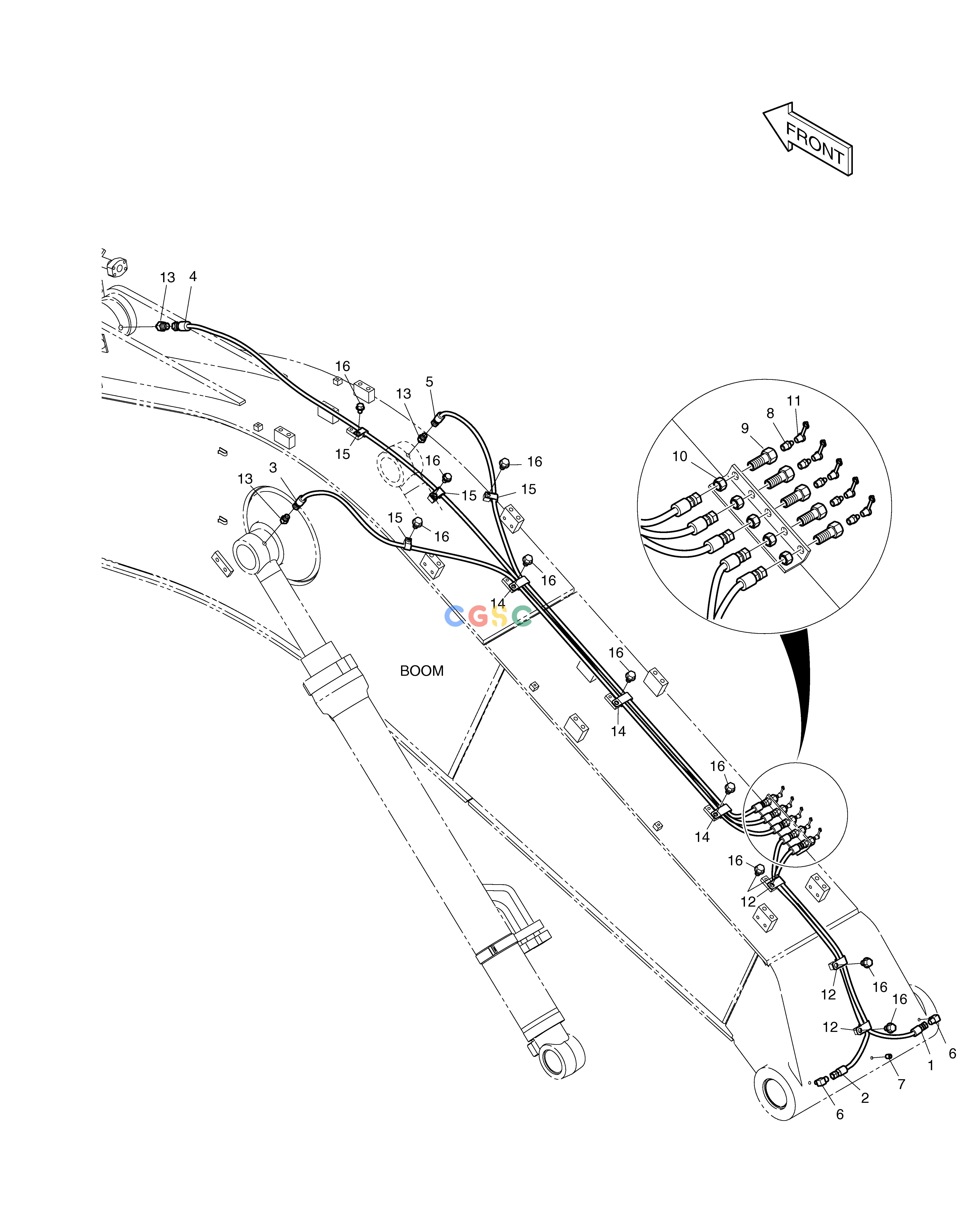 斗山零件查询LUBRICATION PIPING - BOOM 5.2m TXC225LC-2 Doosan parts catalog online
