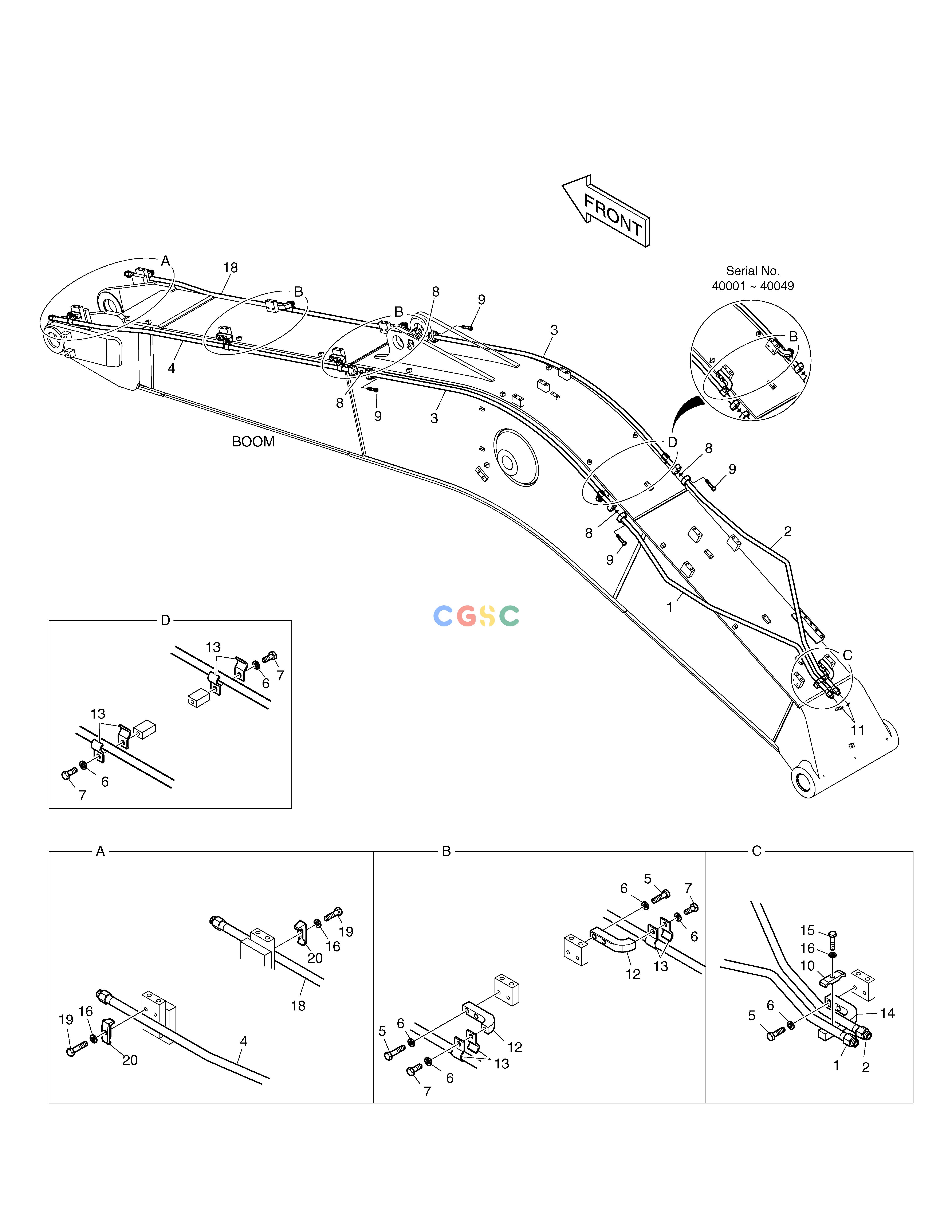 斗山零件查询BOOM PIPING - BOOM 5.2m(ROTATING) TXC225LC-2 Doosan parts catalog online