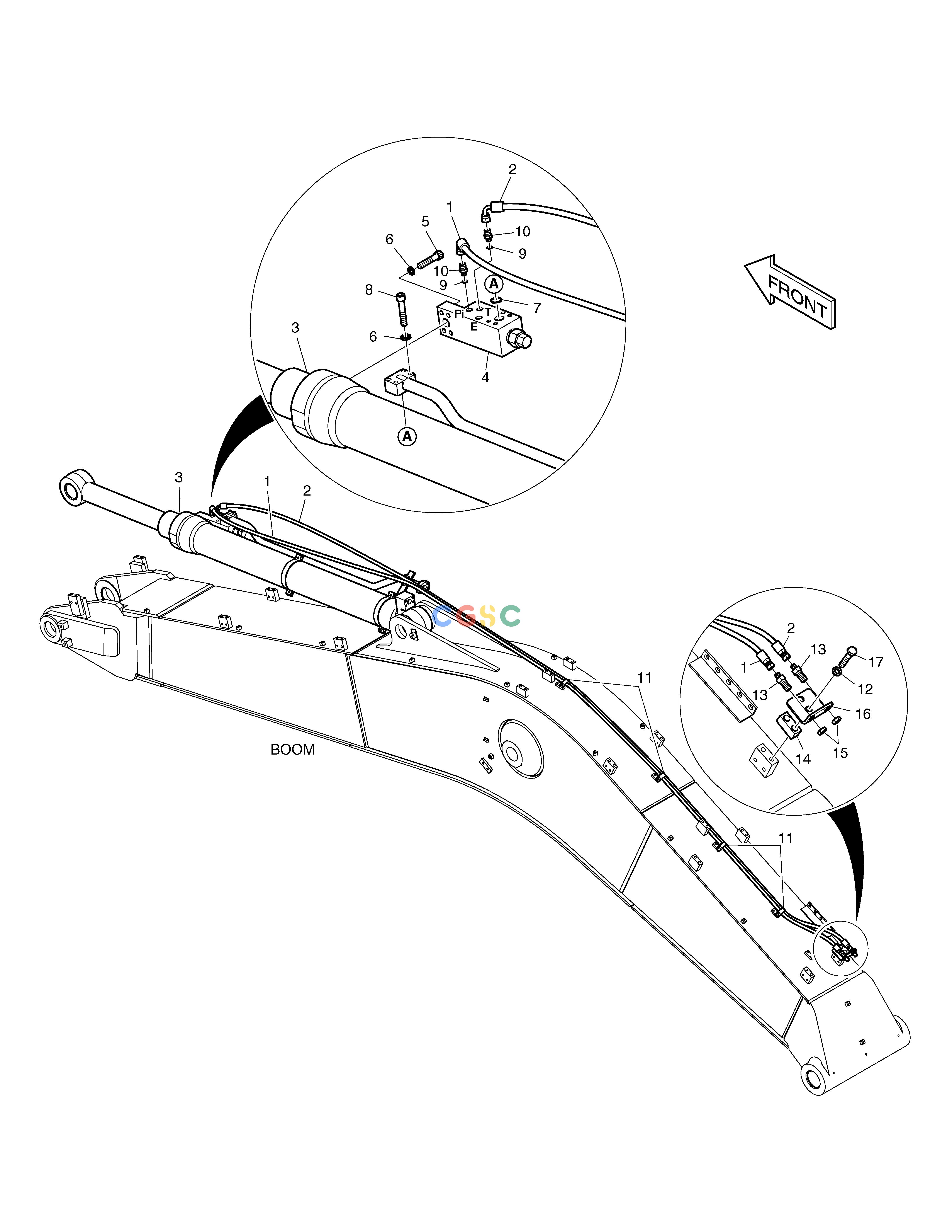 斗山零件查询LOCK VALVE PIPING - BOOM 5.2m TXC225LC-2 Doosan parts catalog online