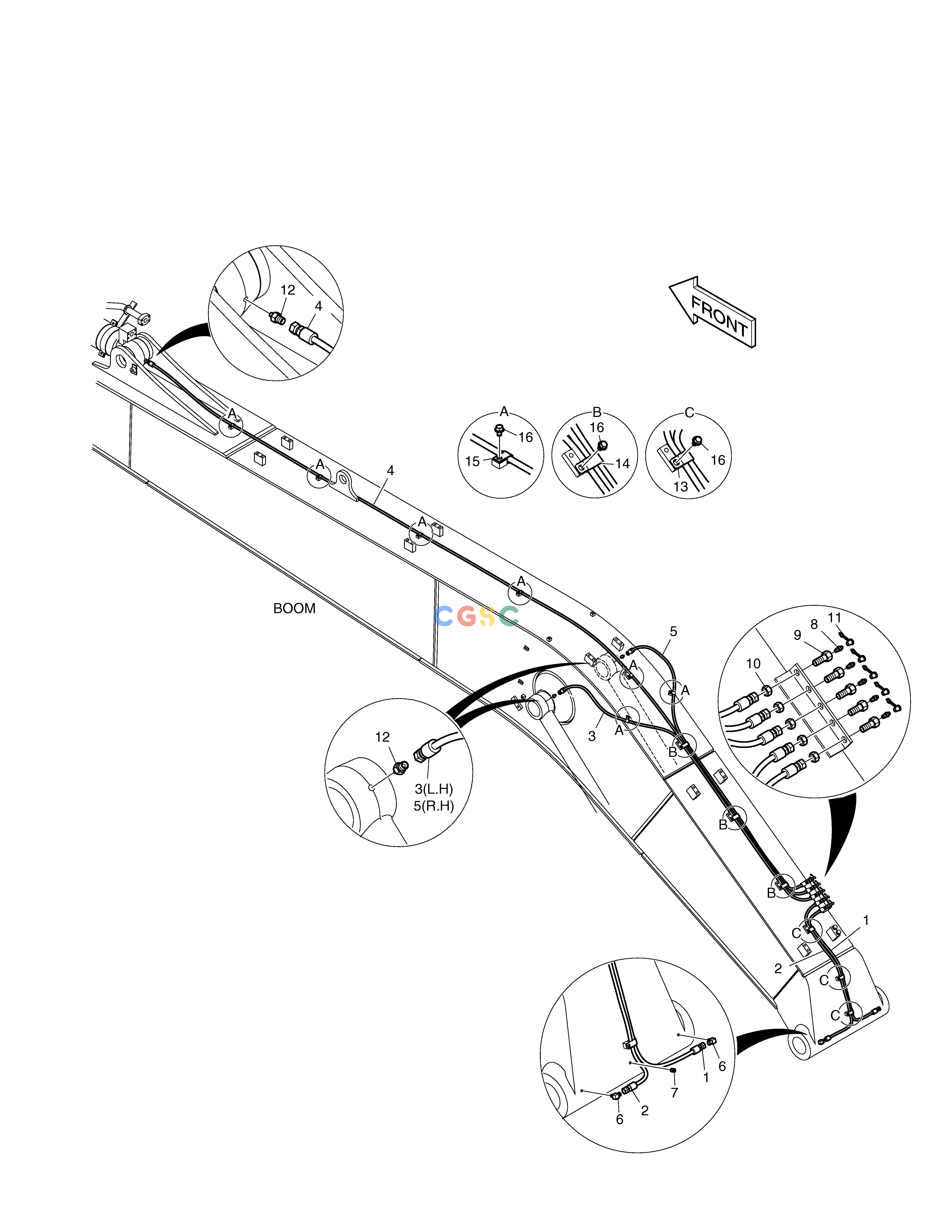 斗山零件查询LUBRICATION PIPING - BOOM 8.5m TXC225LC-2 Doosan parts catalog online