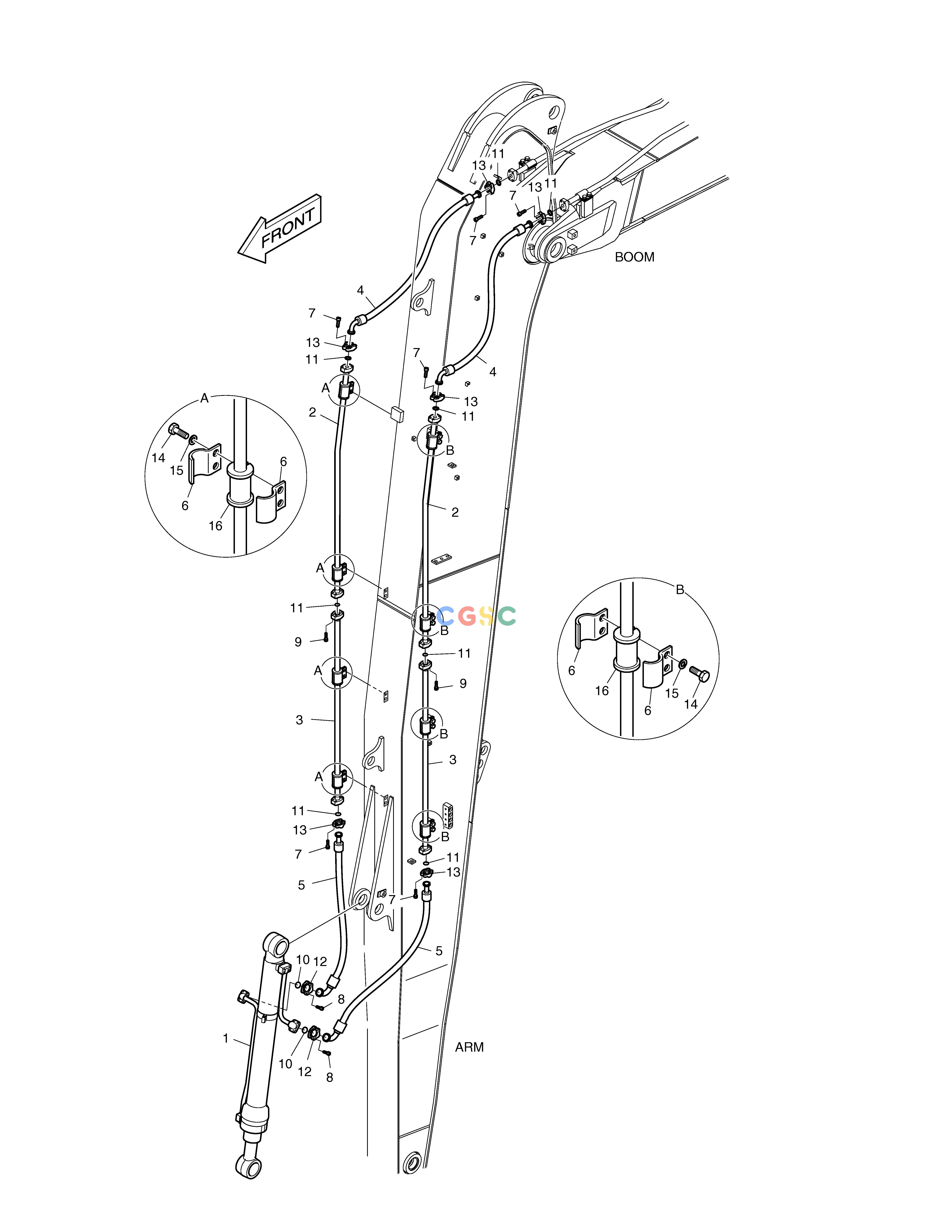 斗山零件查询ARM PIPING - ARM 6.2m TXC225LC-2 Doosan parts catalog online