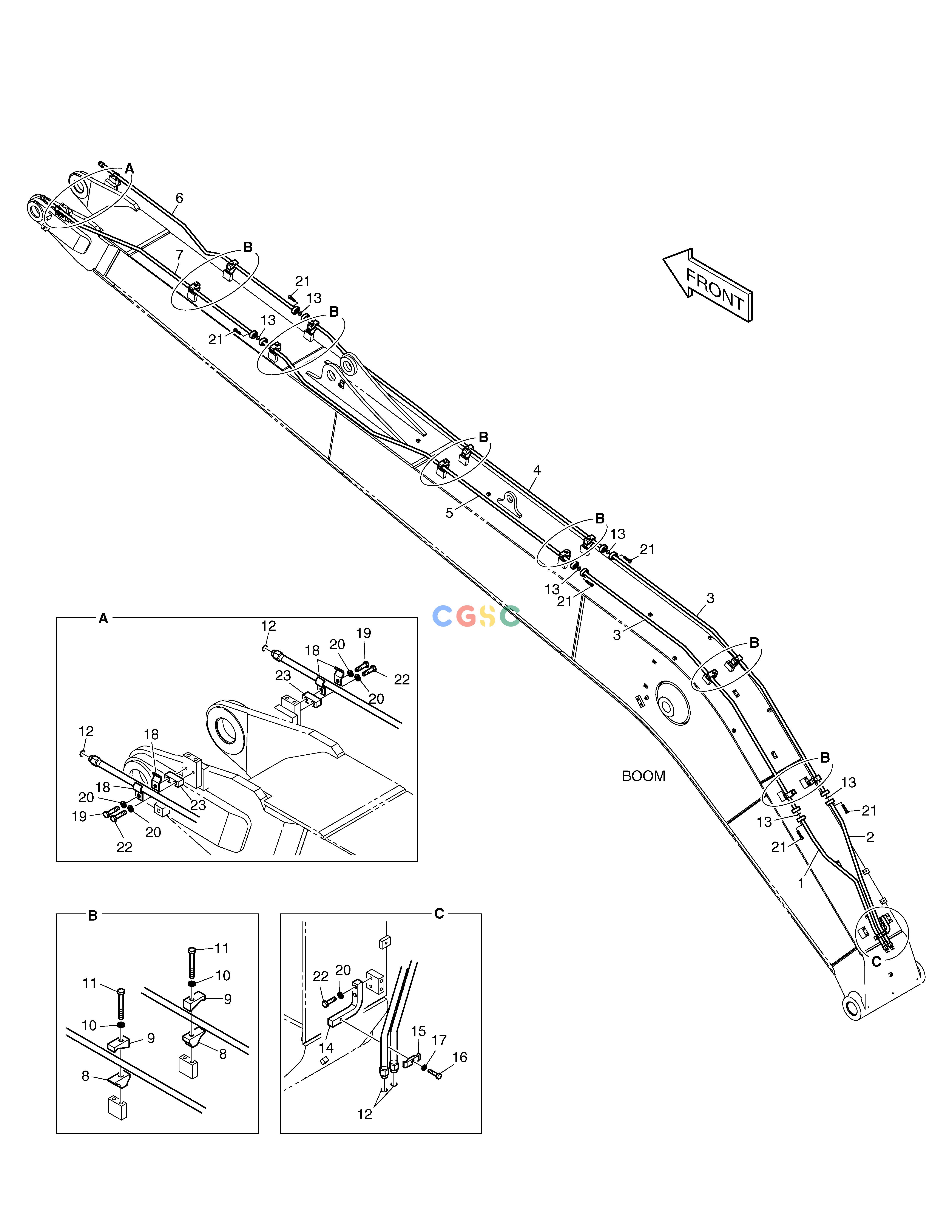 斗山零件查询BOOM PIPING - BOOM 8.5m(ROTATING) TXC225LC-2 Doosan parts catalog online