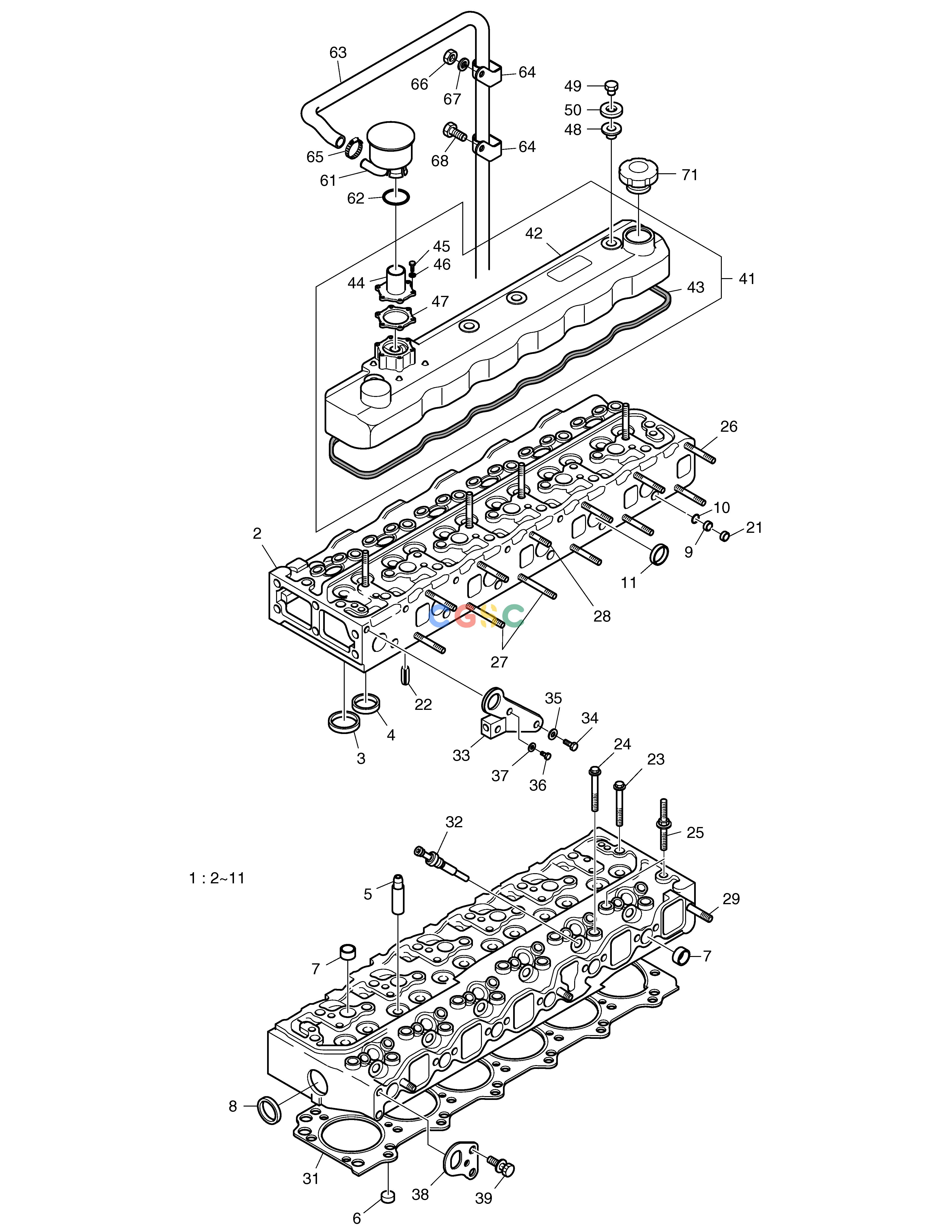 斗山零件查询CYLINDER HEAD SOLAR 220LC-6 Doosan parts catalog online