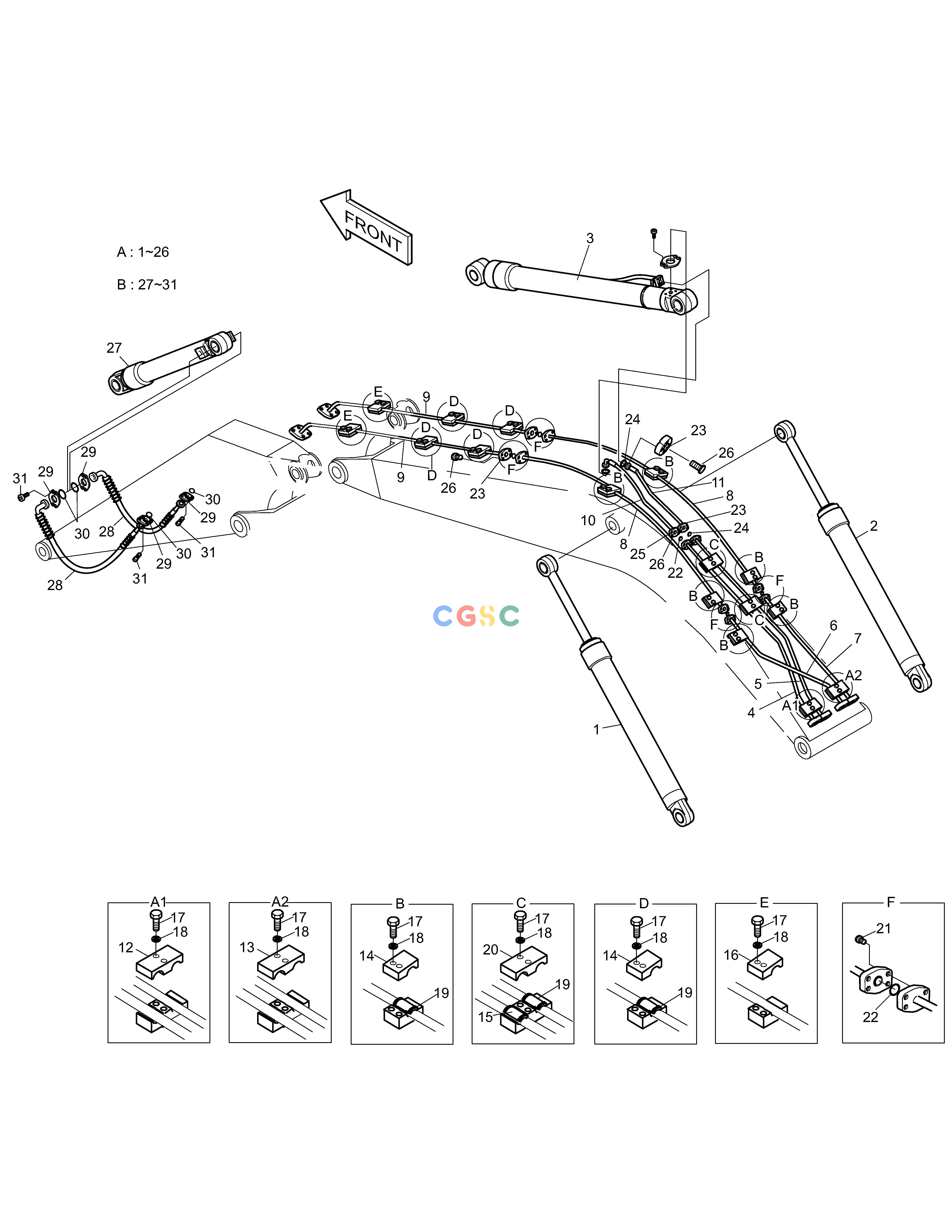 斗山零件查询FRONT PIPING SOLAR 220LC-6 Doosan parts catalog online