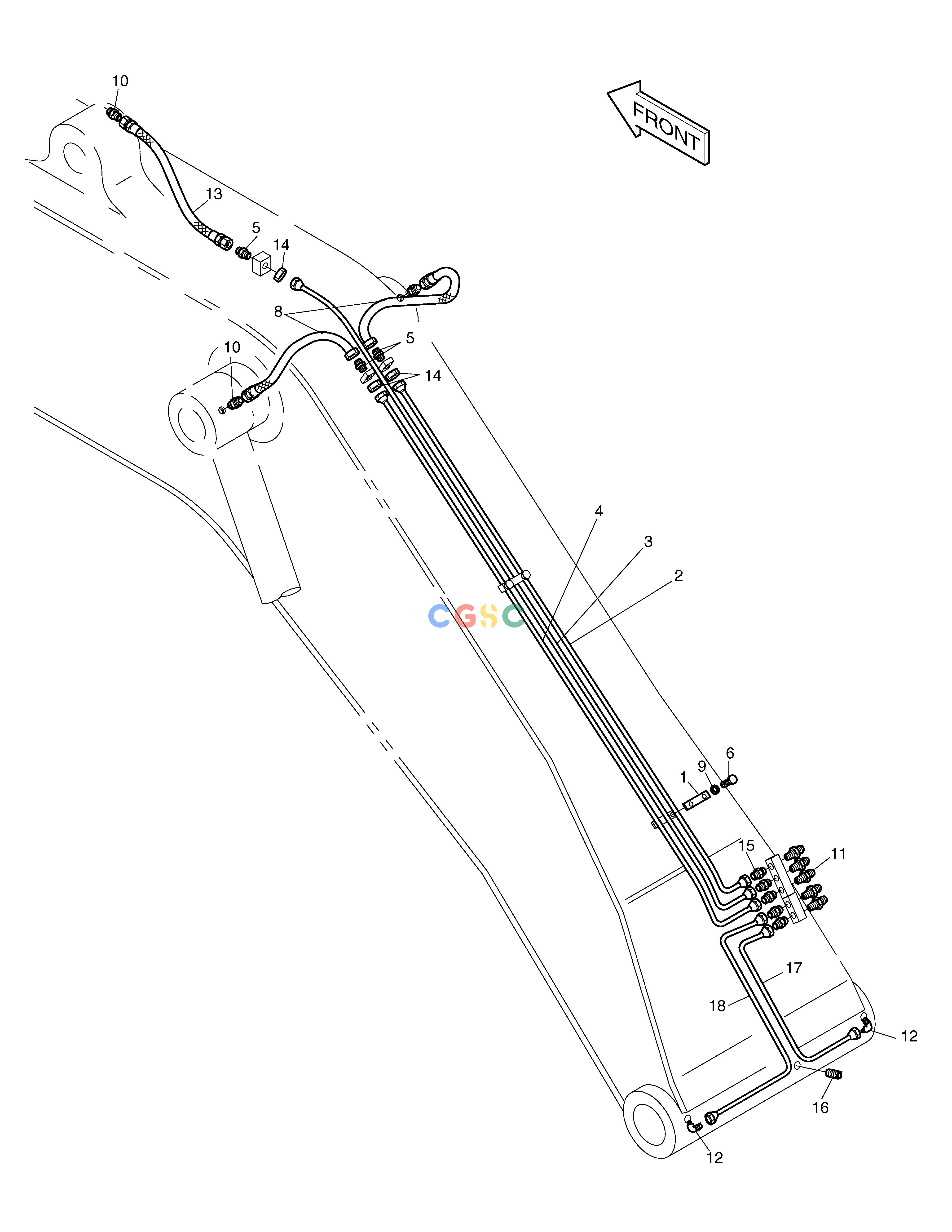 斗山零件查询LUBRICATION PIPING-5.2m BOOM+2.4m ARM SOLAR 220LC-6 Doosan parts catalog online
