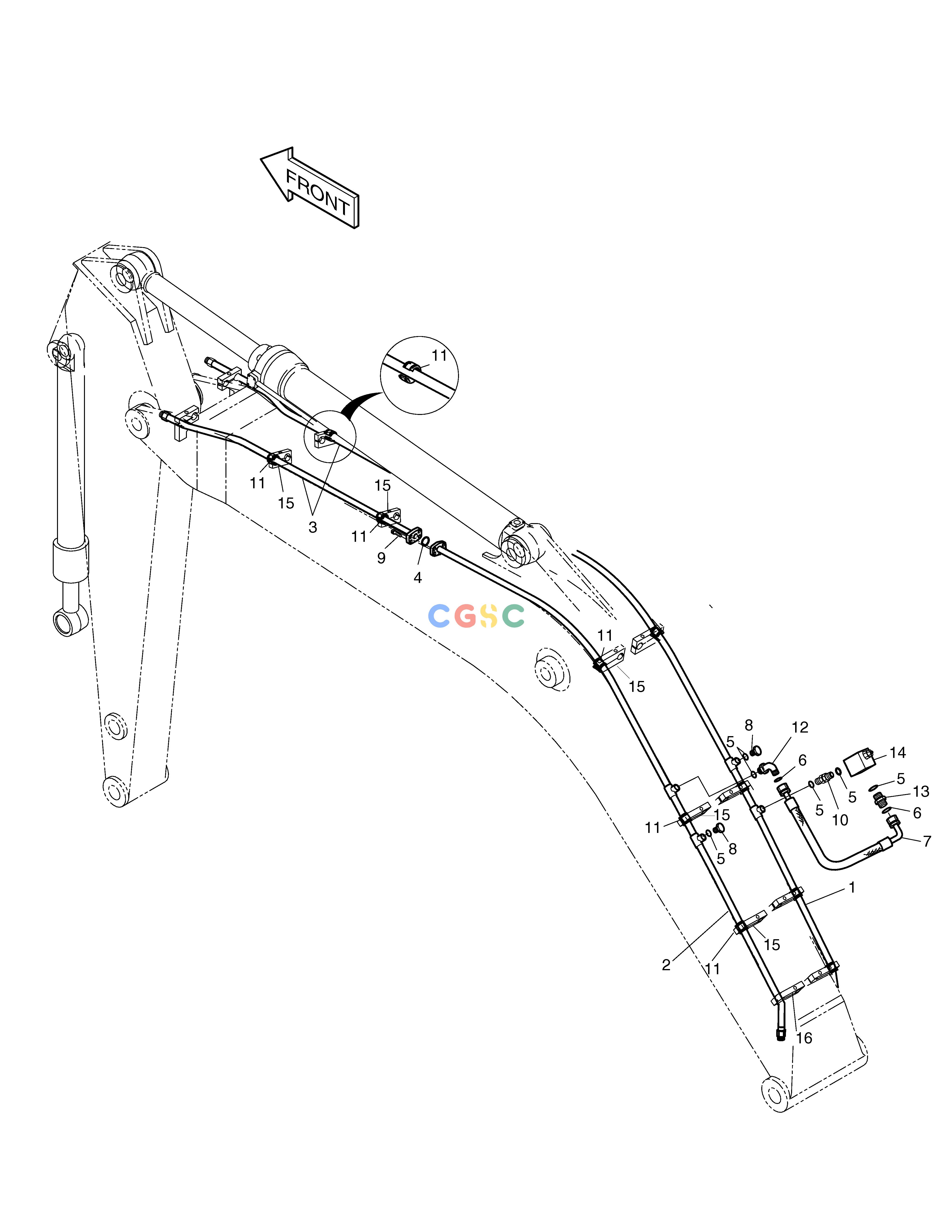 斗山零件查询BOOM PIPING-BREAKER-BOOM 5.7m SOLAR 220LC-6 Doosan parts catalog online