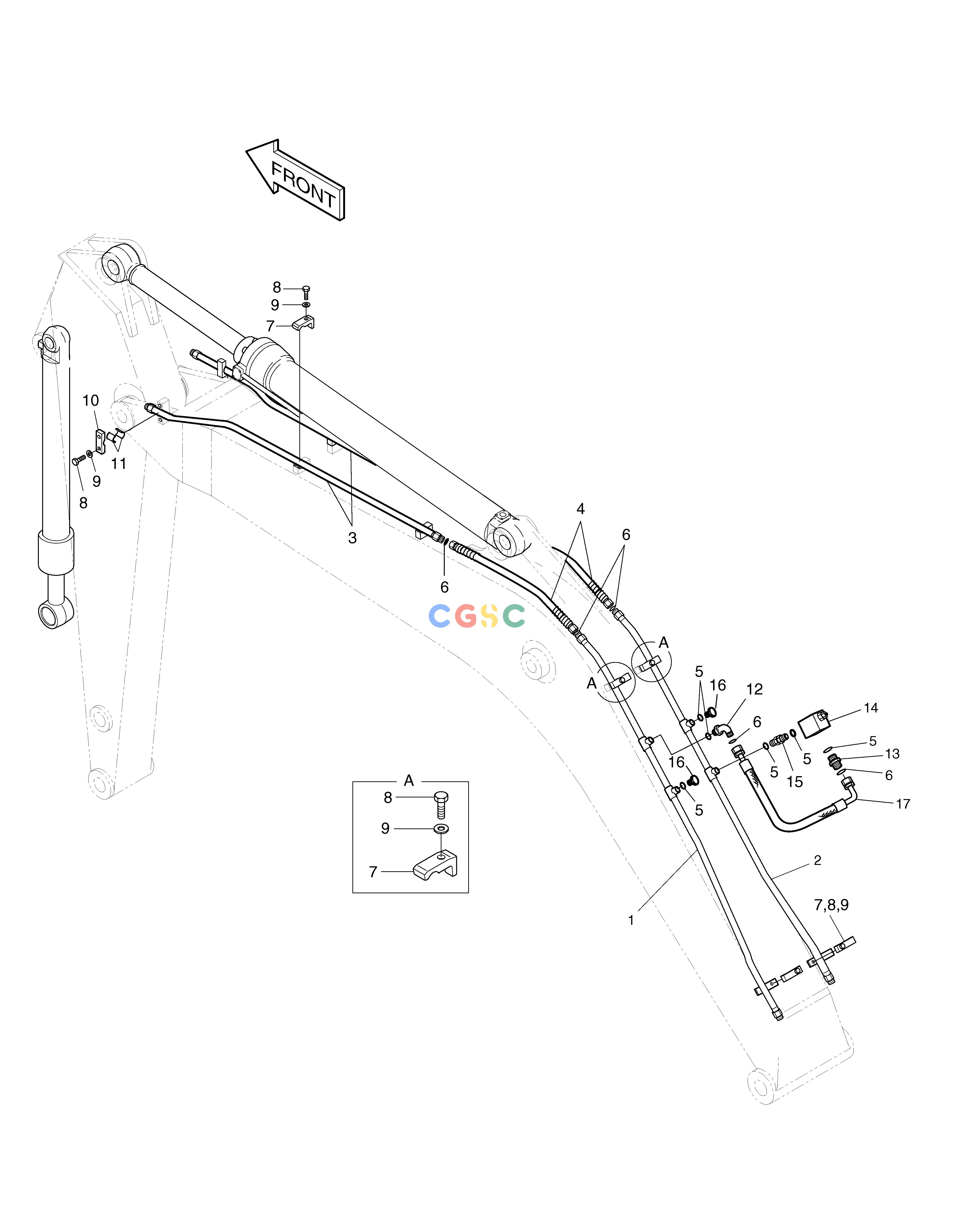 斗山零件查询BOOM PIPING-BOOM 5.2m + ARM 2.4m SOLAR 220LC-6 Doosan parts catalog online