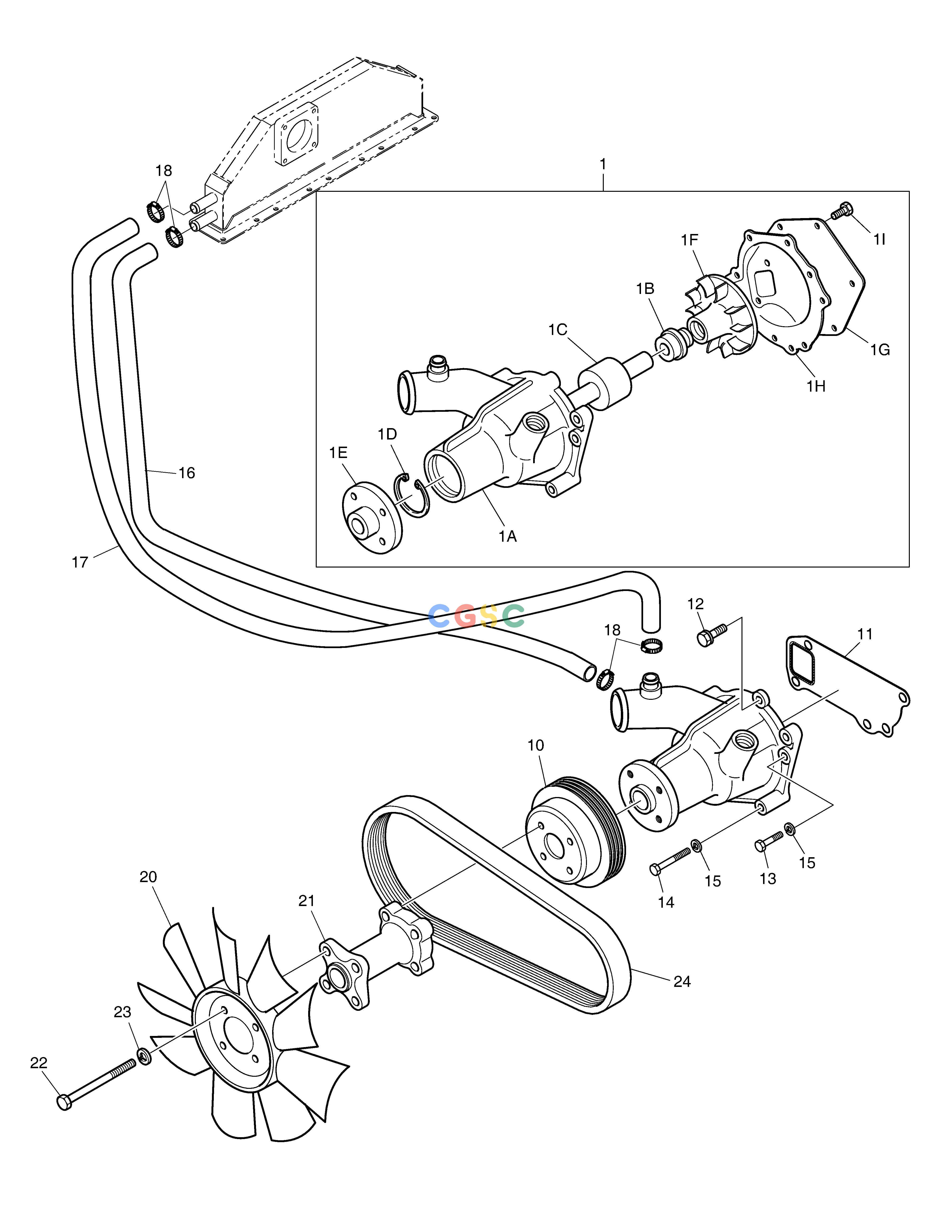 斗山零件查询WATER PUMP & COOLING FAN SOLAR 185W-V Doosan parts catalog online