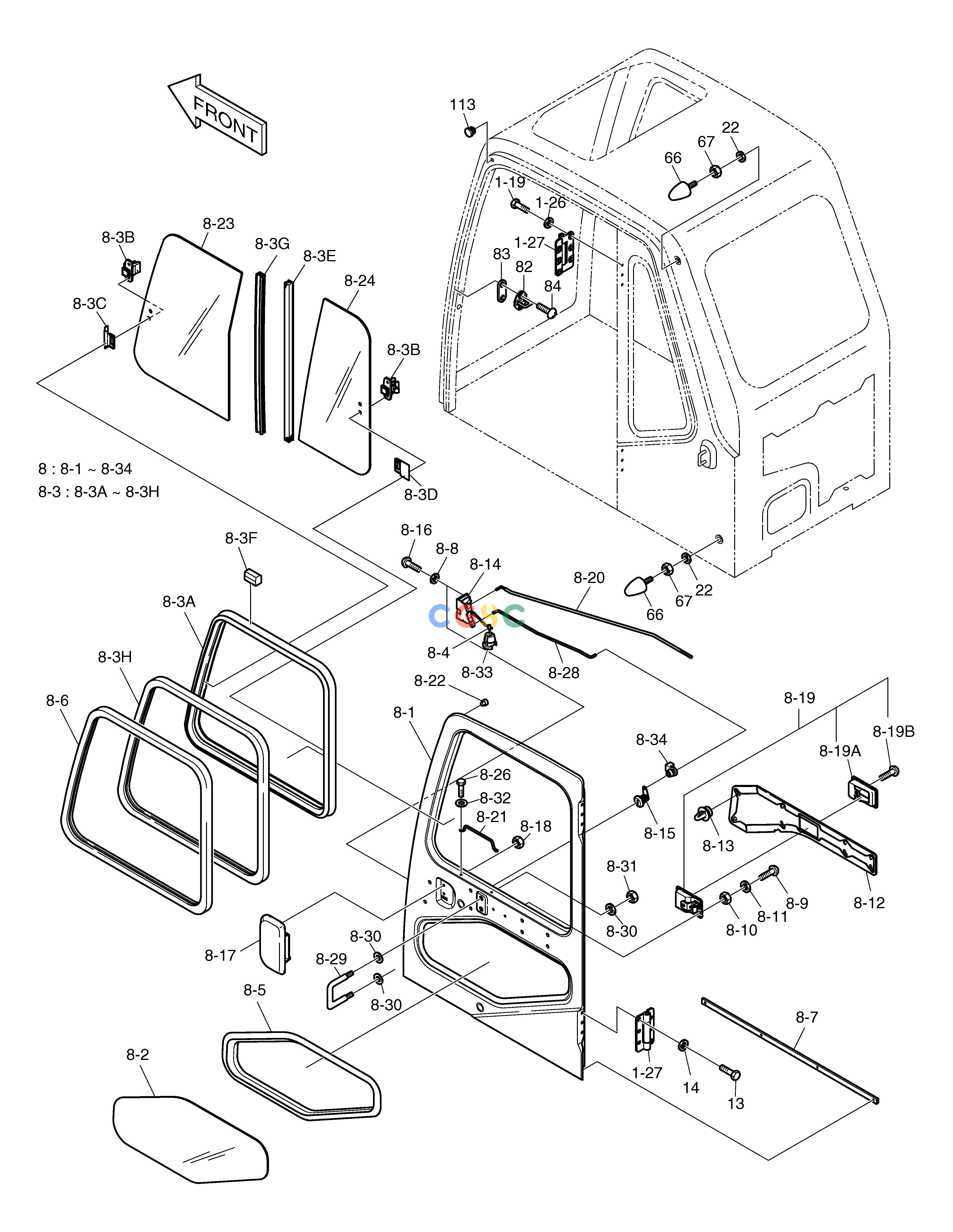 斗山零件查询CABIN(5) SOLAR 185W-V Doosan parts catalog online