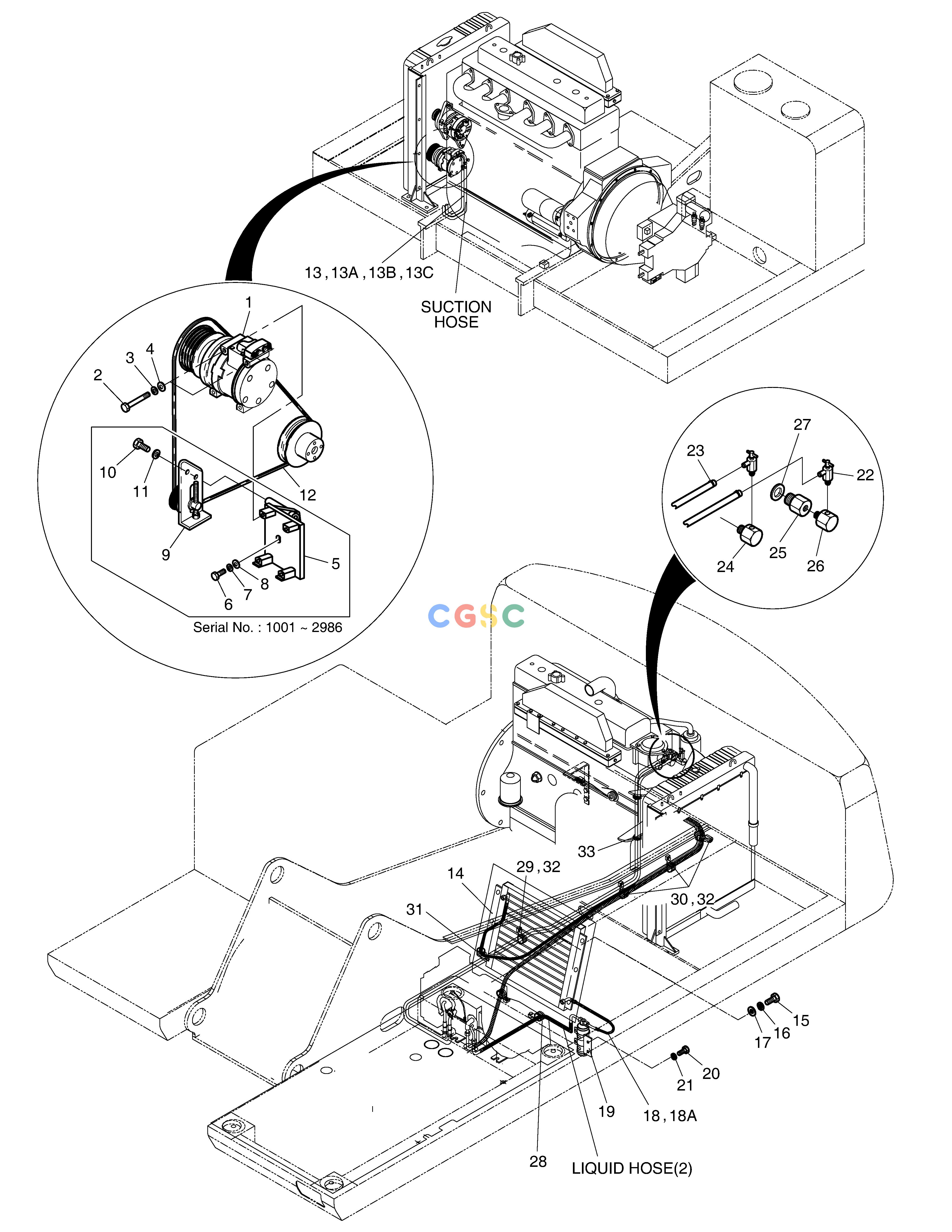 斗山零件查询COOLER & HEATER ASS'Y(2)-ENGINE PART SOLAR 185W-V Doosan parts catalog online