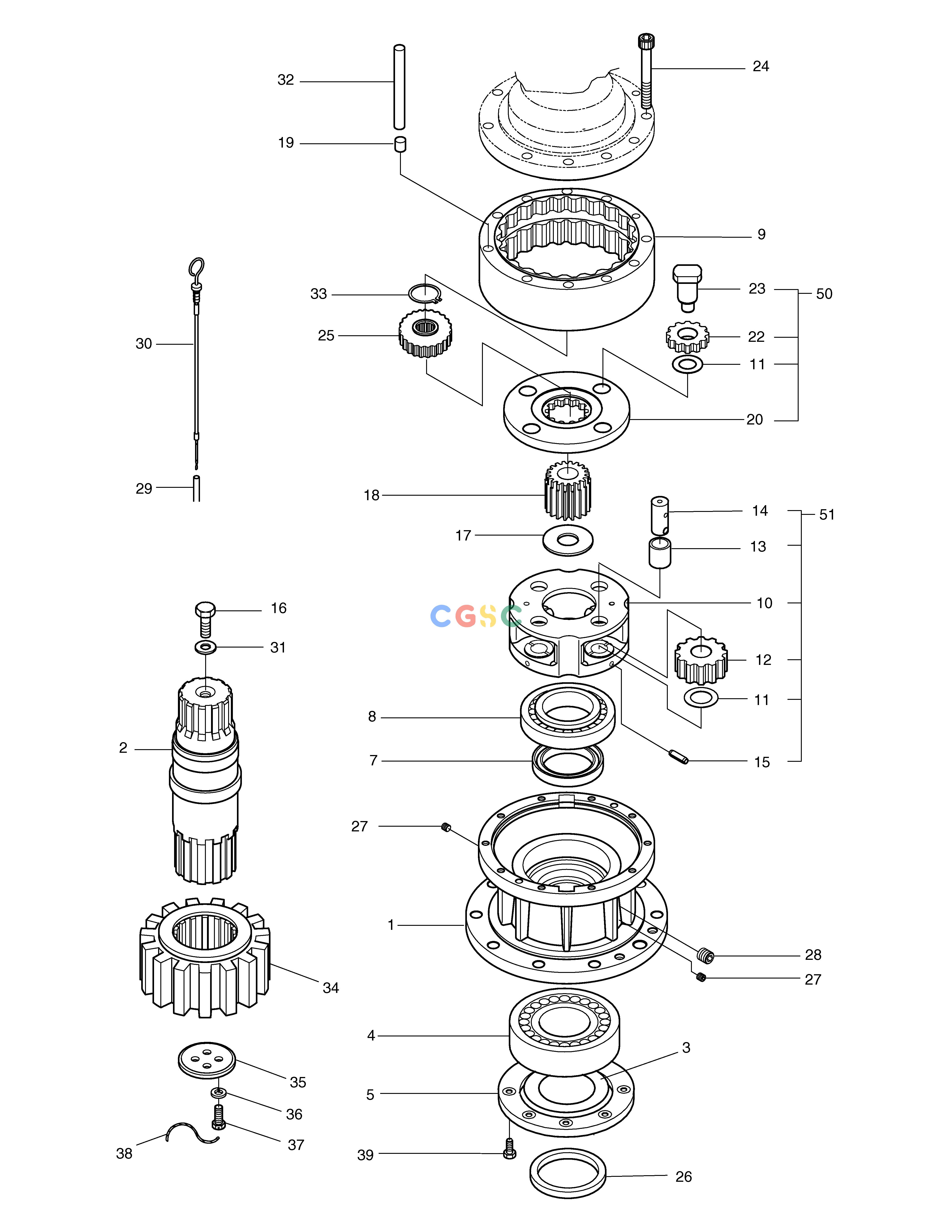 斗山零件查询SWING REDUCTION GEAR SOLAR 185W-V Doosan parts catalog online
