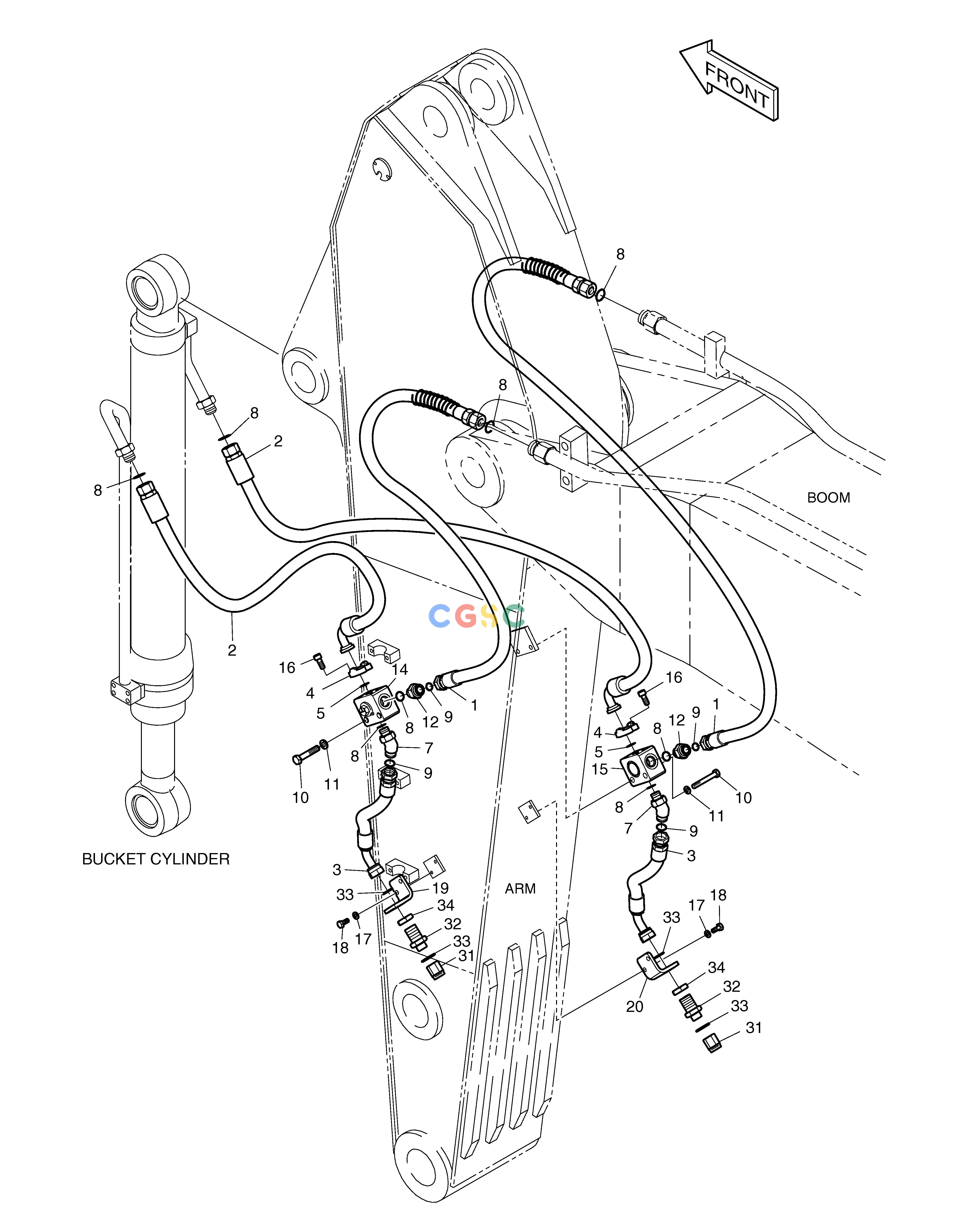斗山零件查询ARM PIPING - ARM 2.6m (CLAMSHELL) SOLAR 185W-V Doosan parts catalog online