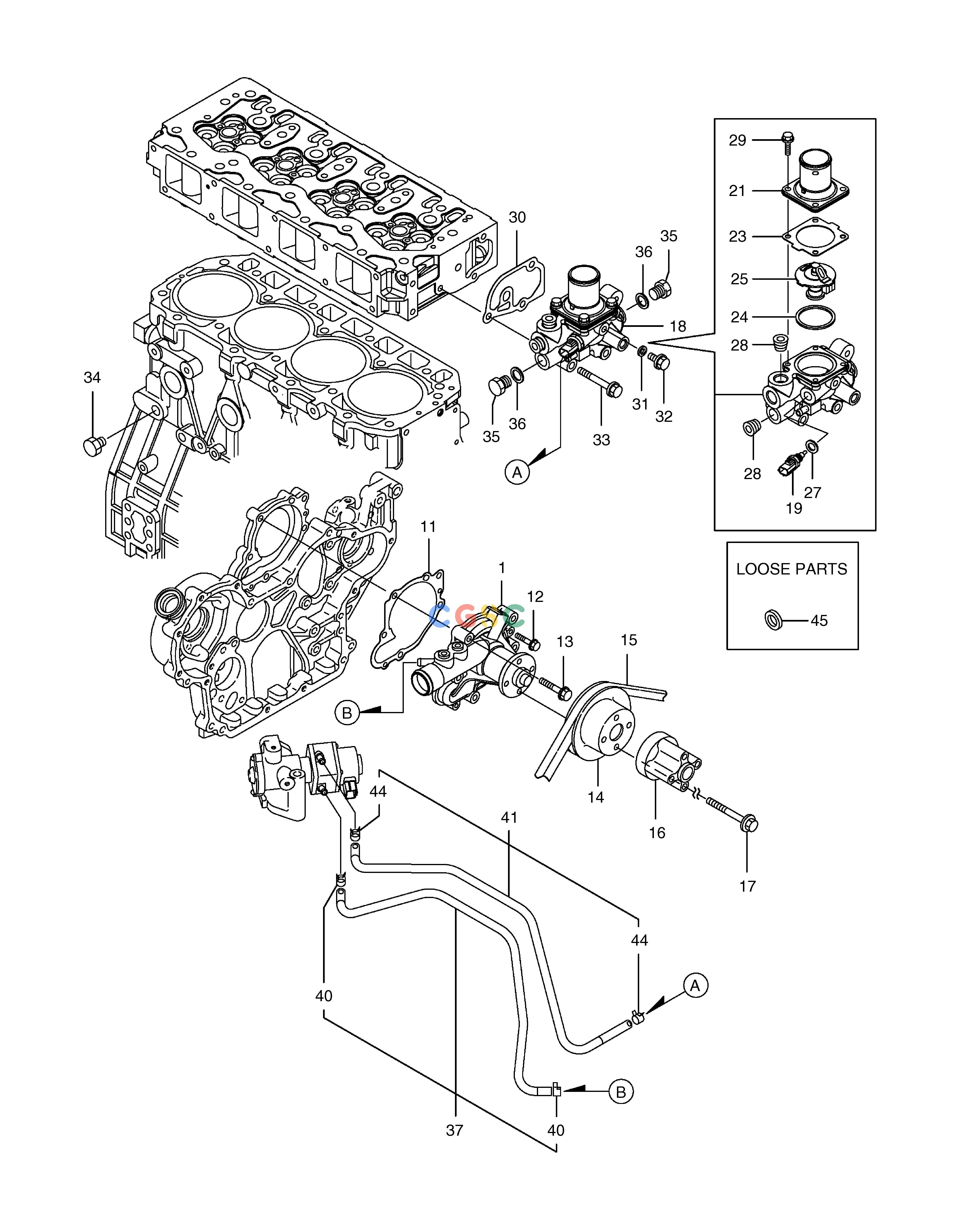 斗山零件查询COOLING WATER SYSTEM DX55W Doosan parts catalog online