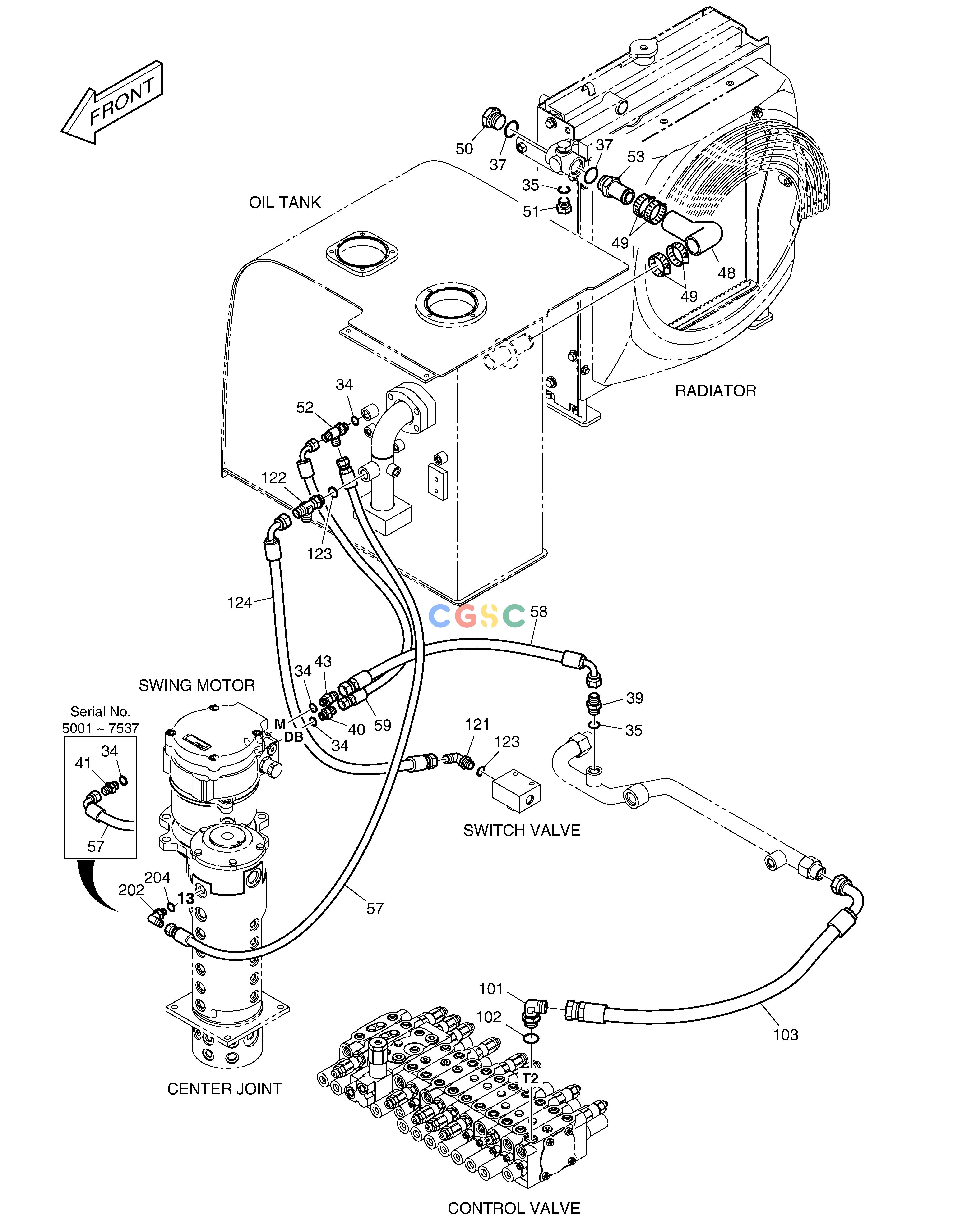 斗山零件查询OIL COOLER PIPING(1) DX55W Doosan parts catalog online