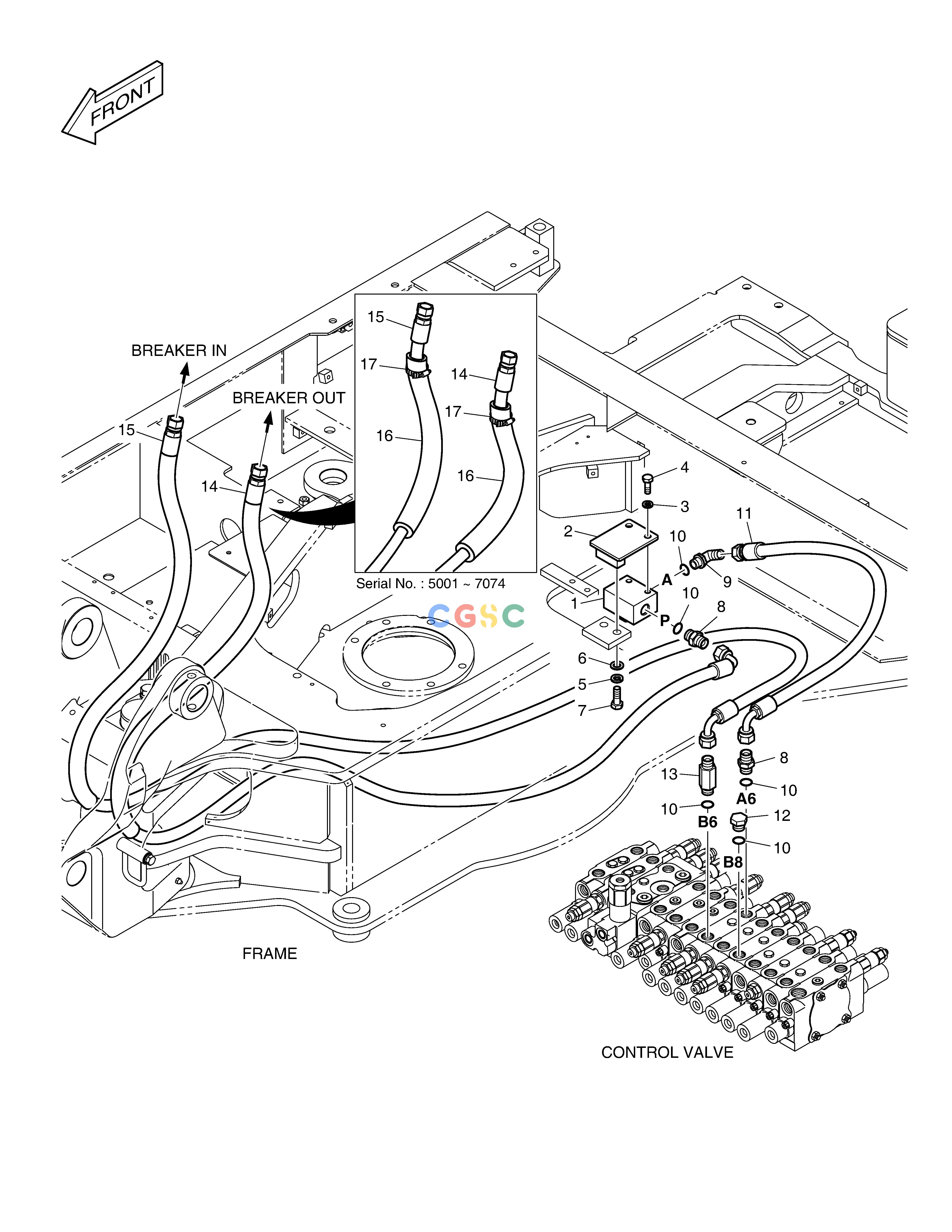 斗山零件查询MAIN PIPING(6) - TWO WAY DX55W Doosan parts catalog online
