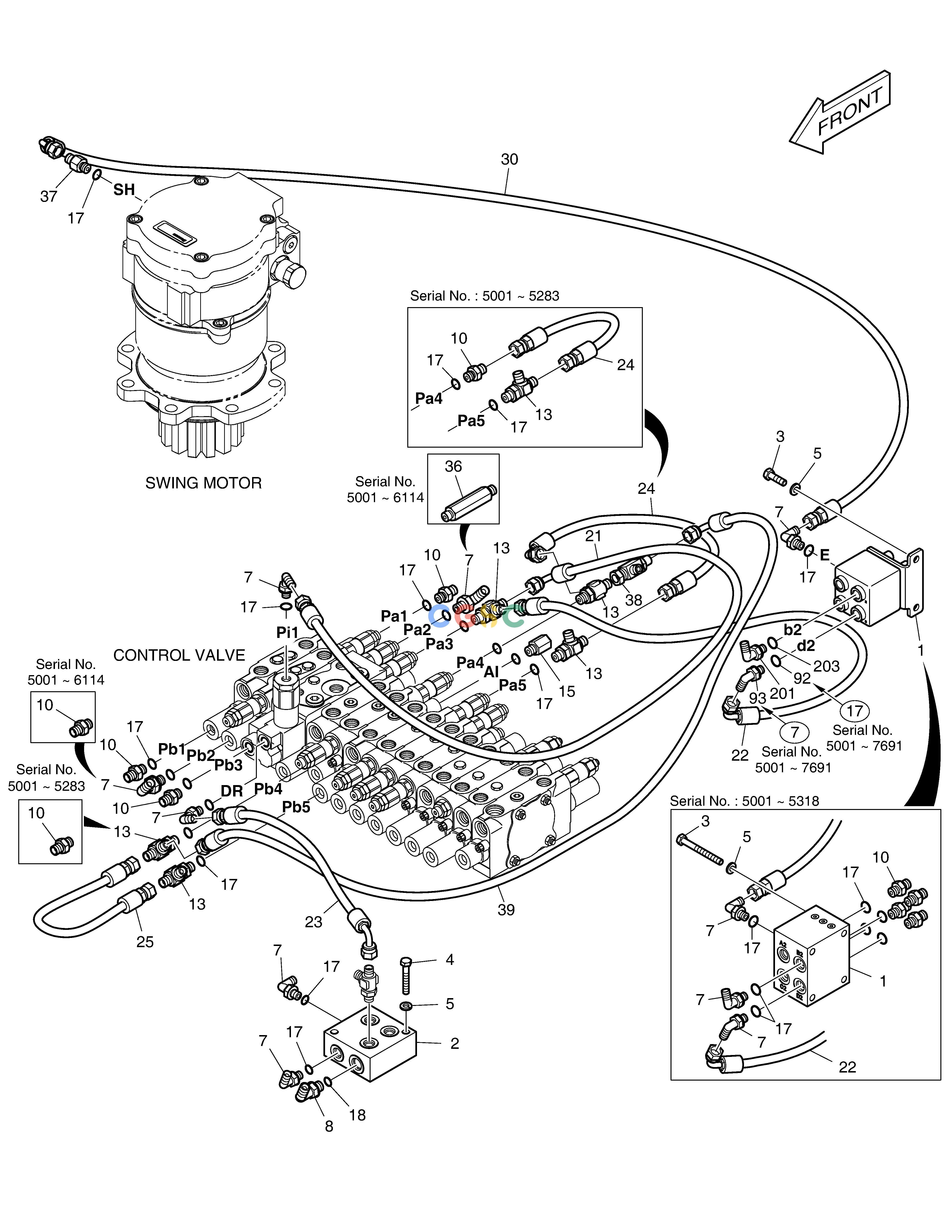 斗山零件查询PILOT PIPING(2) - K TYPE DX55W Doosan parts catalog online