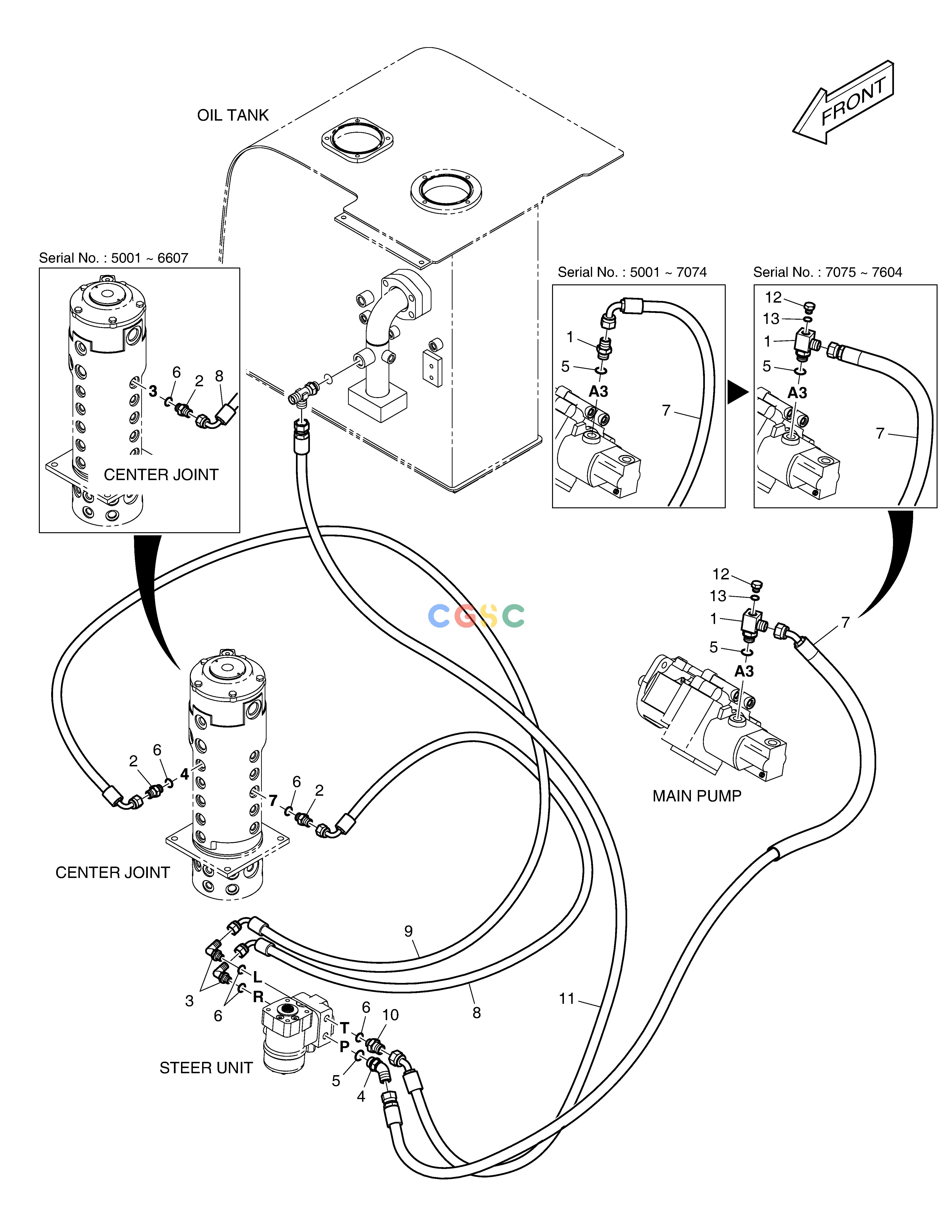 斗山零件查询STEERING PIPING DX55W Doosan parts catalog online