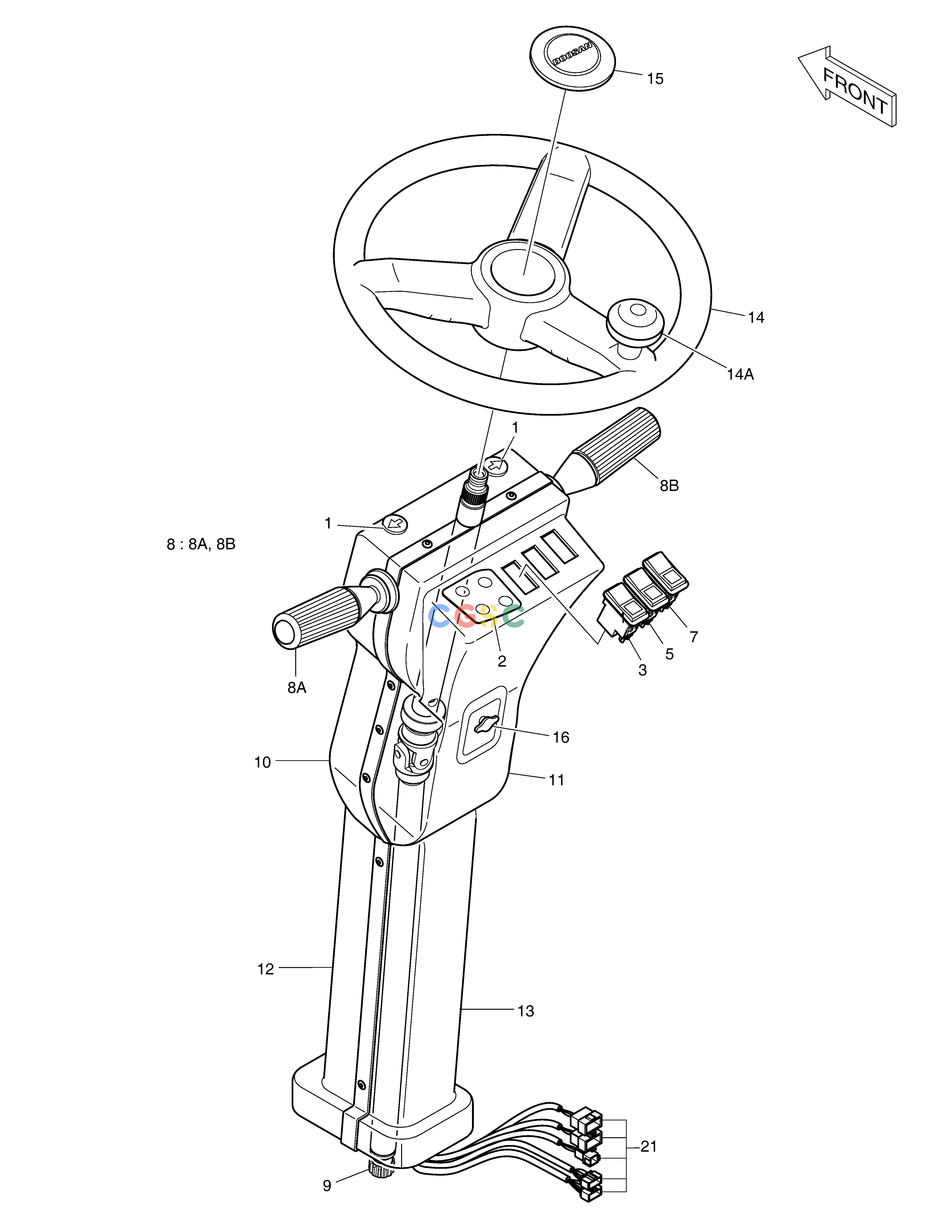 斗山零件查询STEERING COLUMN ASS'Y DX55W Doosan parts catalog online
