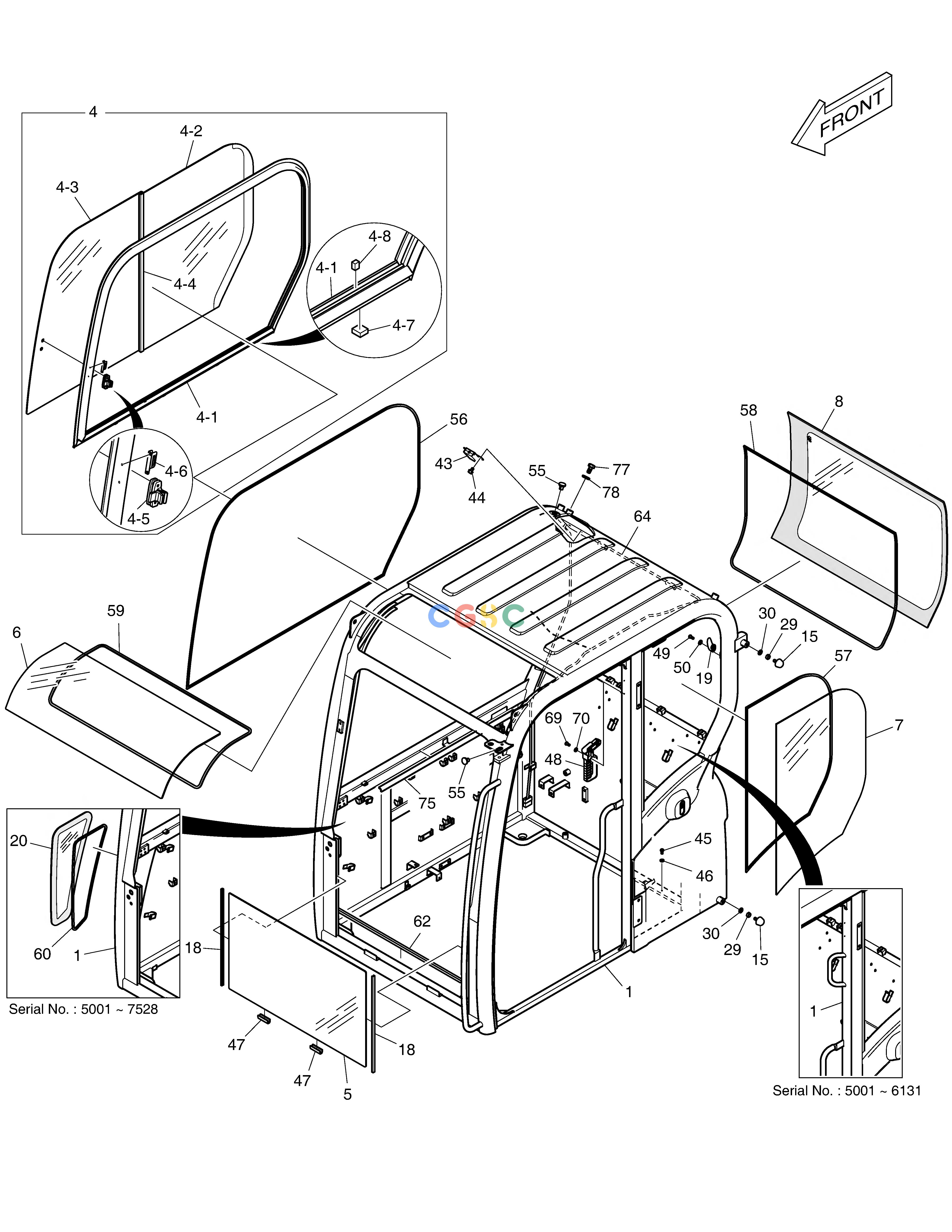 斗山零件查询CABIN(1) DX55W Doosan parts catalog online