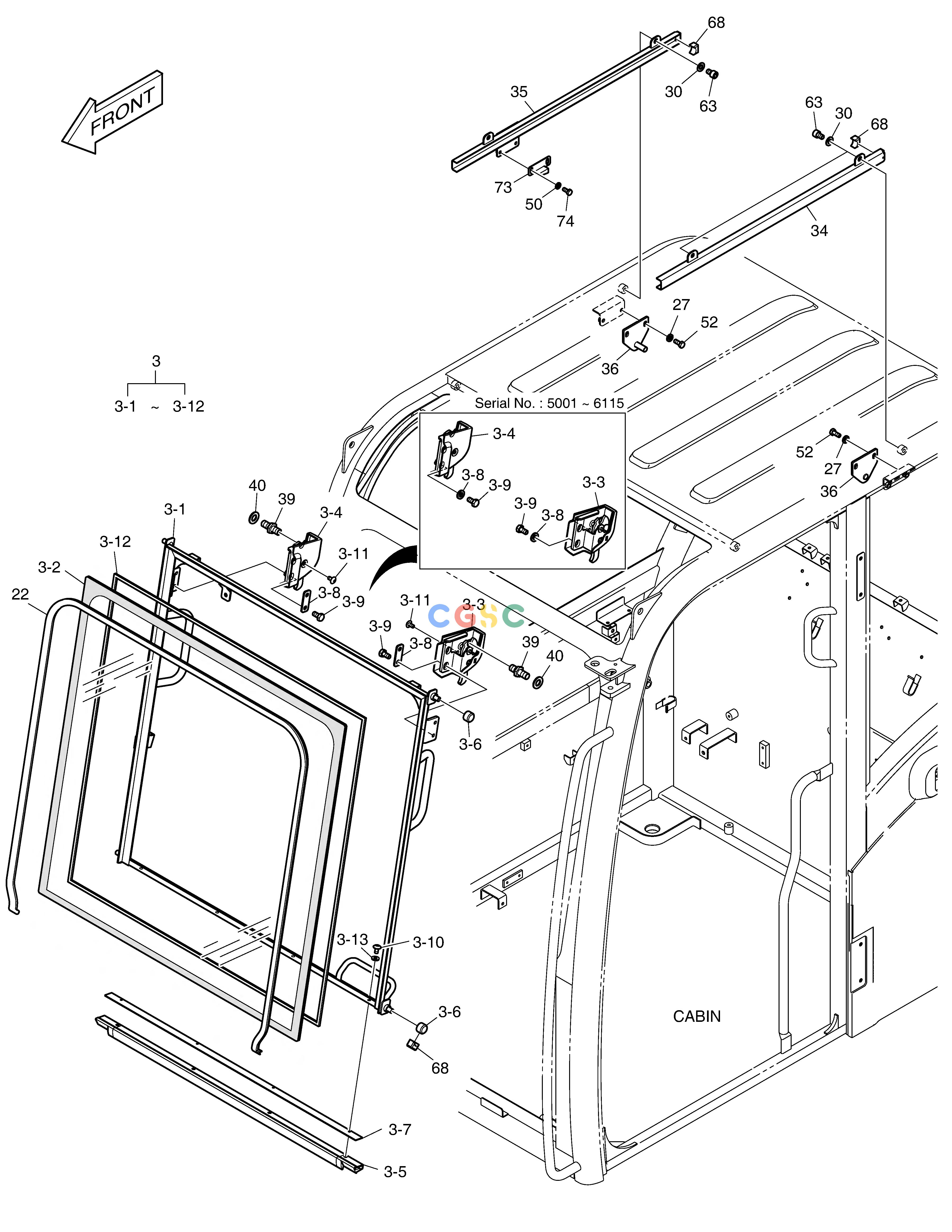 斗山零件查询CABIN(3) DX55W Doosan parts catalog online