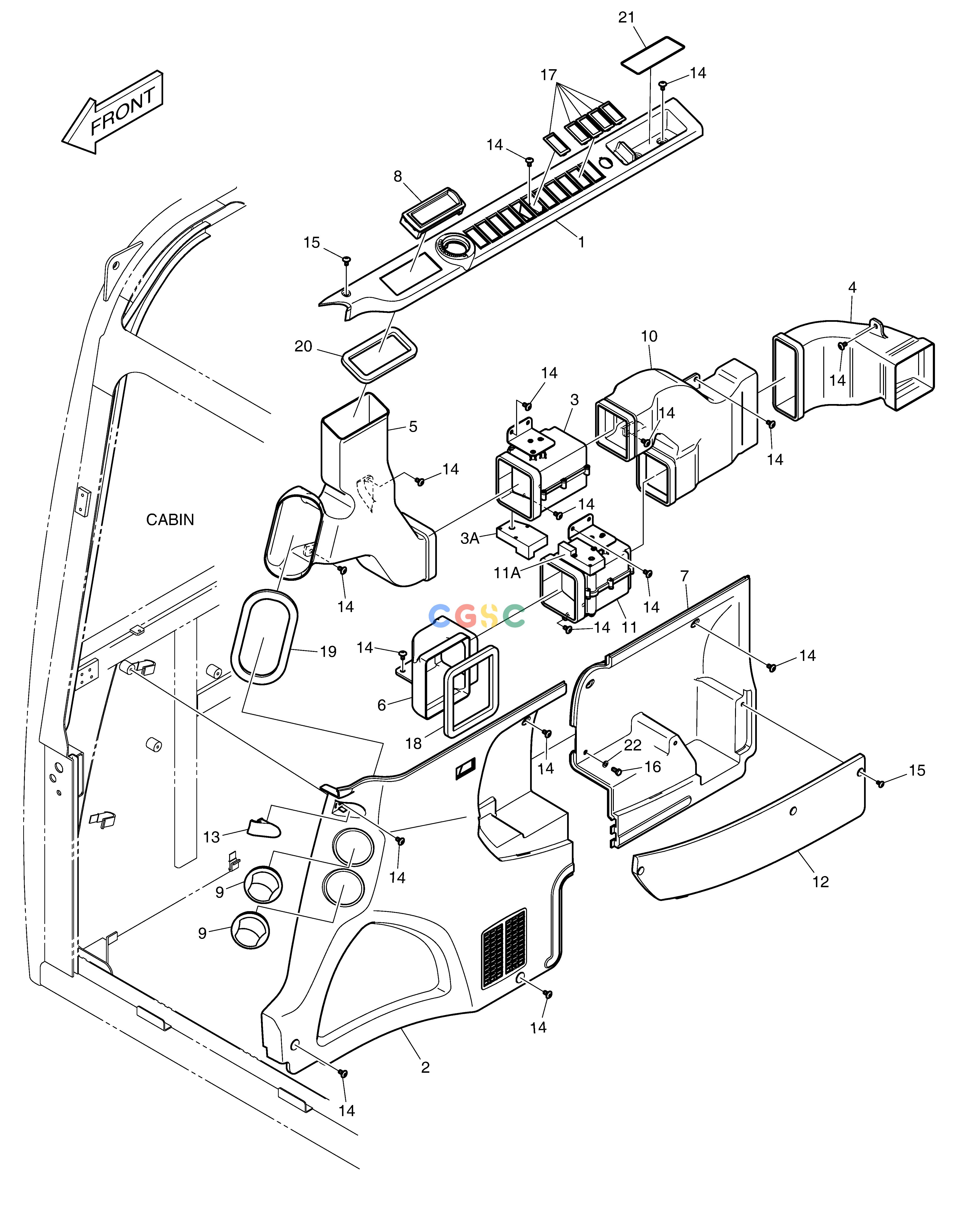 斗山零件查询SIDE COVER - DUCT DX55W Doosan parts catalog online
