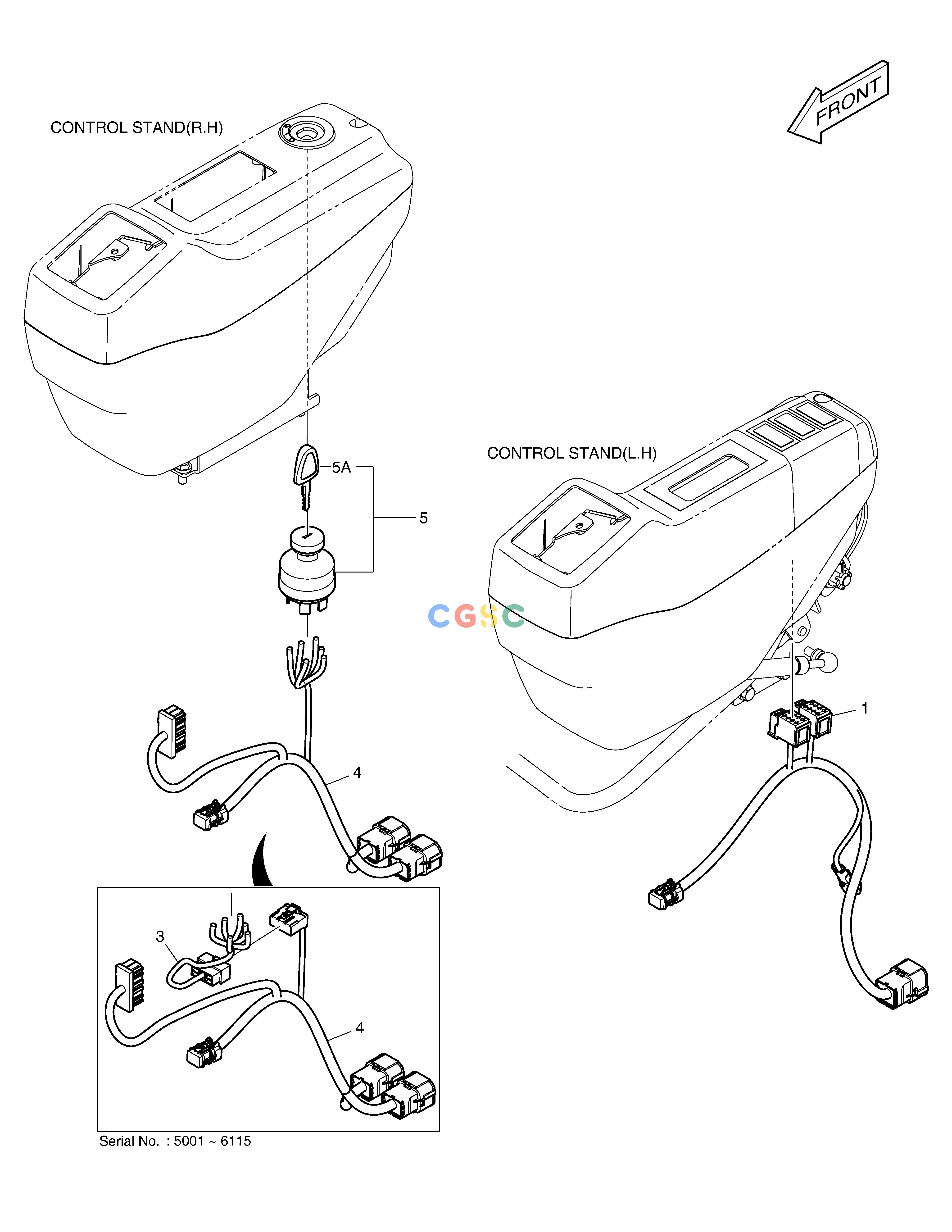 斗山零件查询ELECTRIC PARTS - CONTROL STAND DX55W Doosan parts catalog online