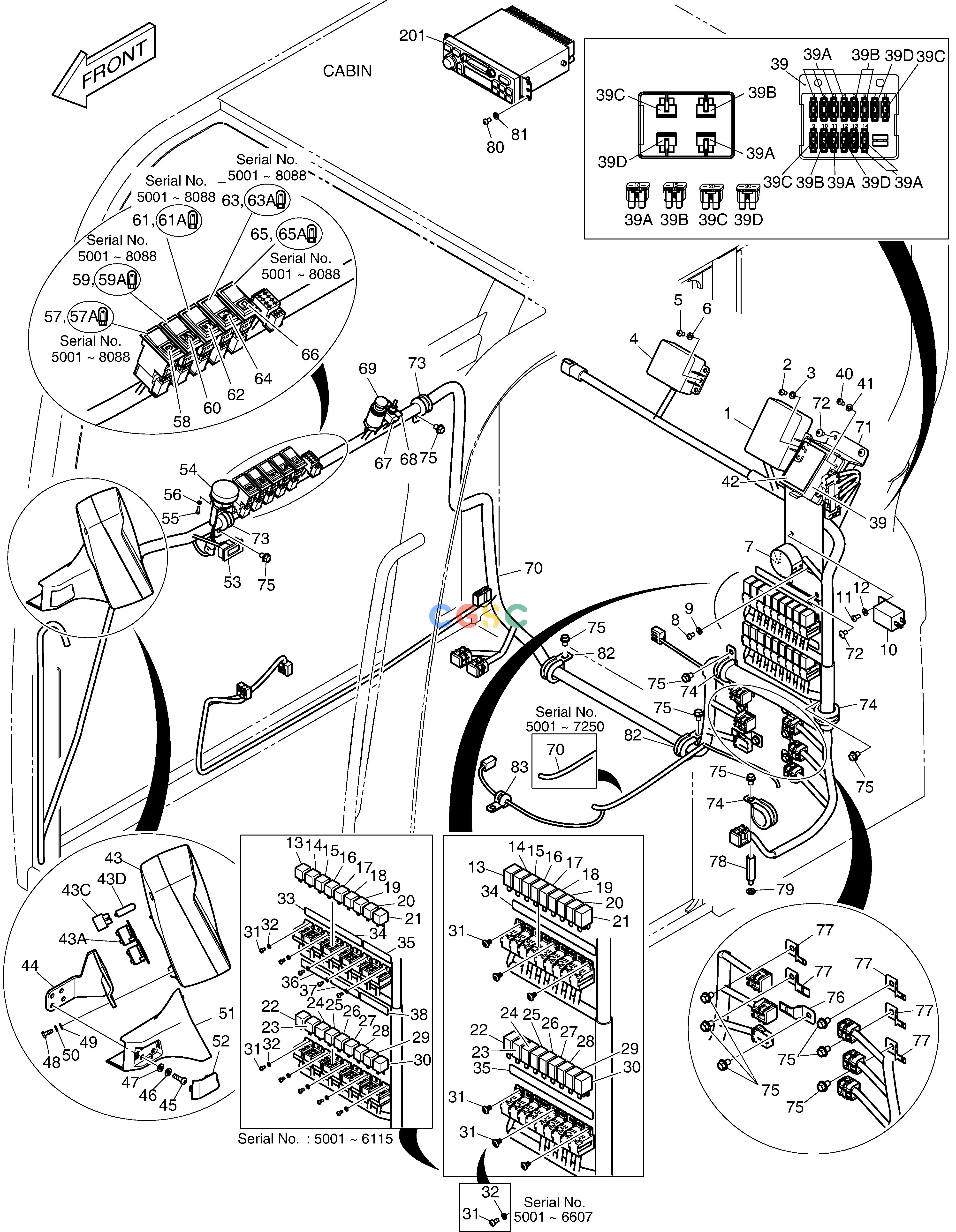 斗山零件查询ELECTRIC PARTS - CABIN DX55W Doosan parts catalog online