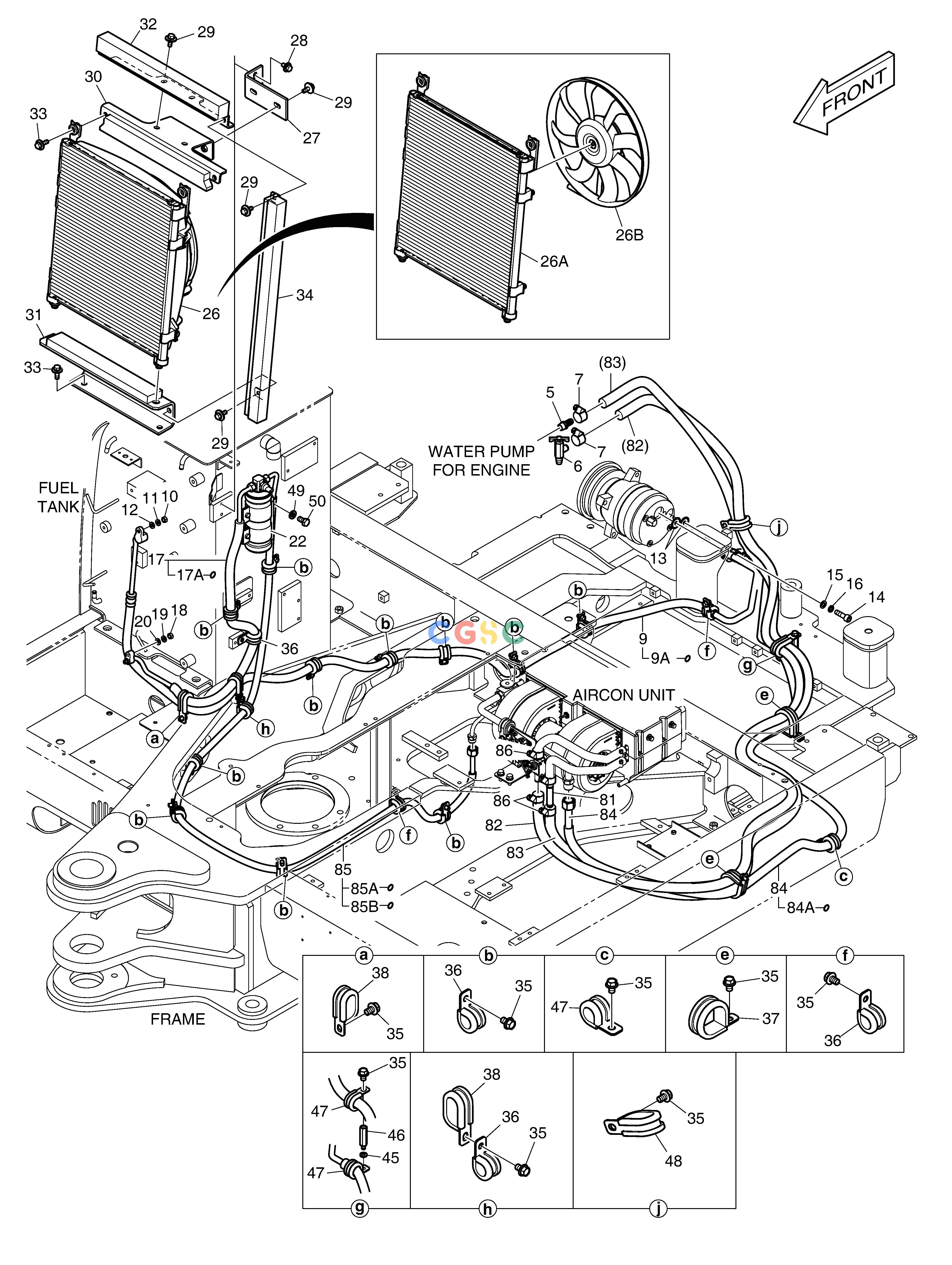 斗山零件查询AIR CONDITIONER - CHASSIS DX55W Doosan parts catalog online