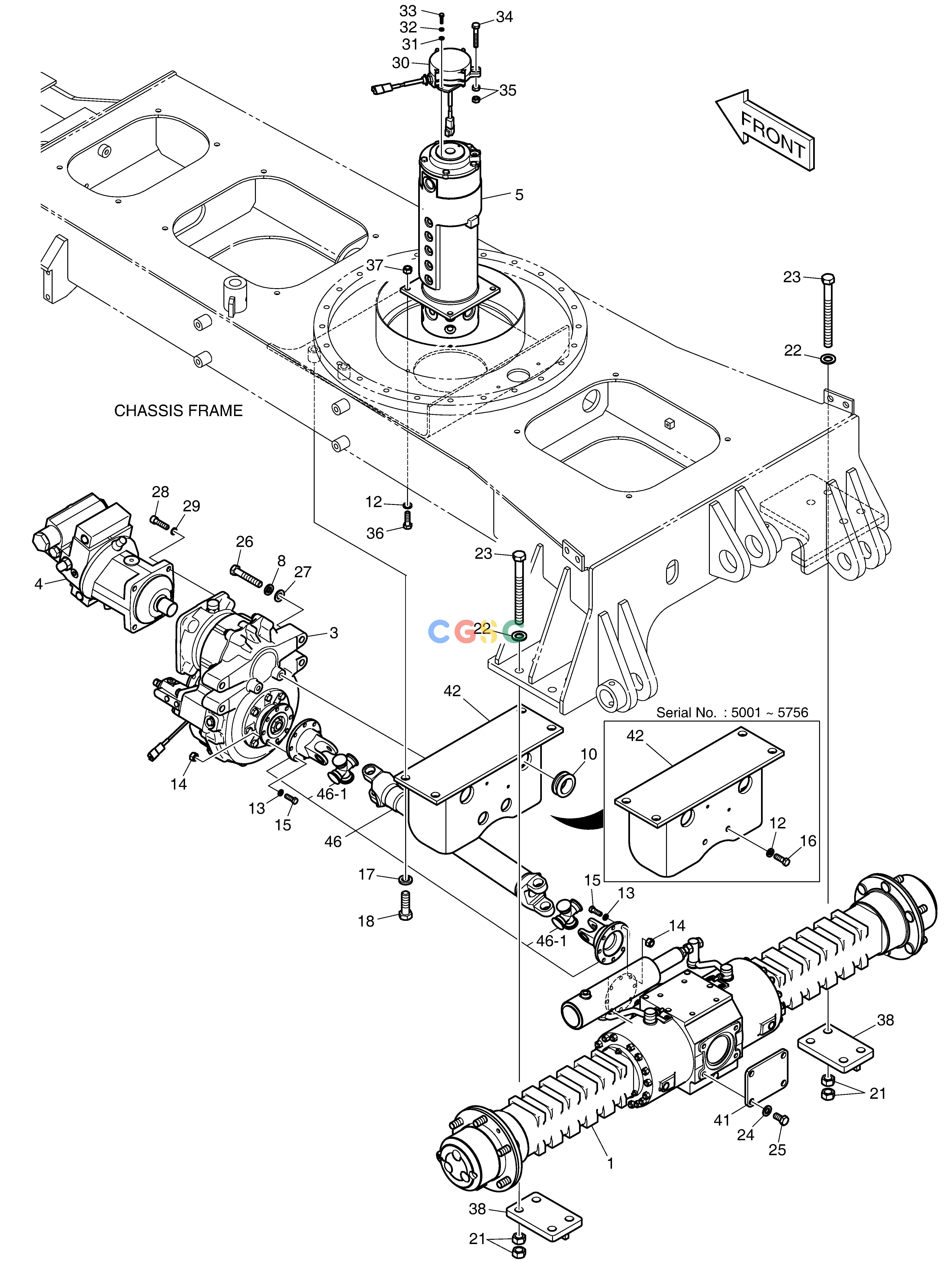 斗山零件查询POWER TRAIN - REAR DX55W Doosan parts catalog online