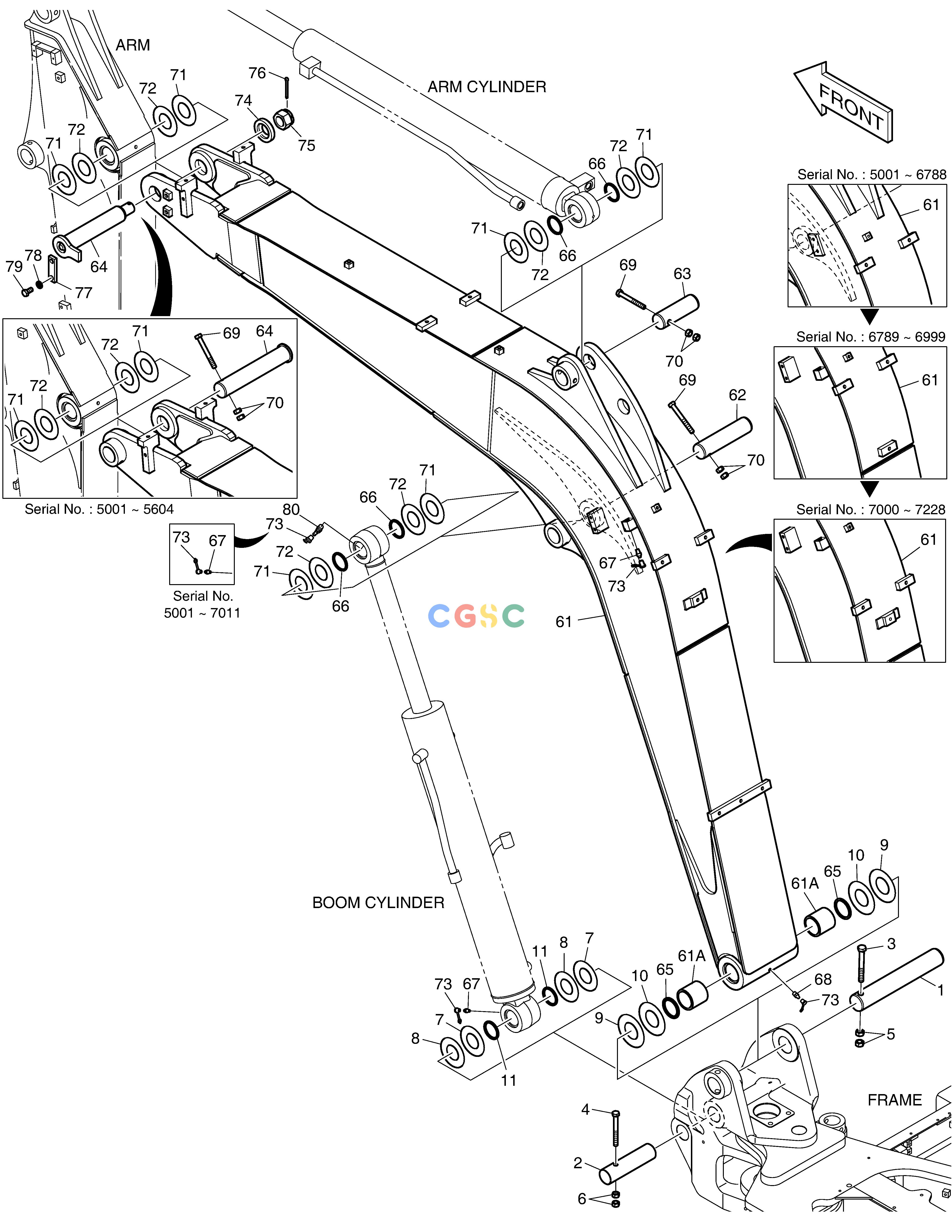斗山零件查询BOOM - 3m DX55W Doosan parts catalog online