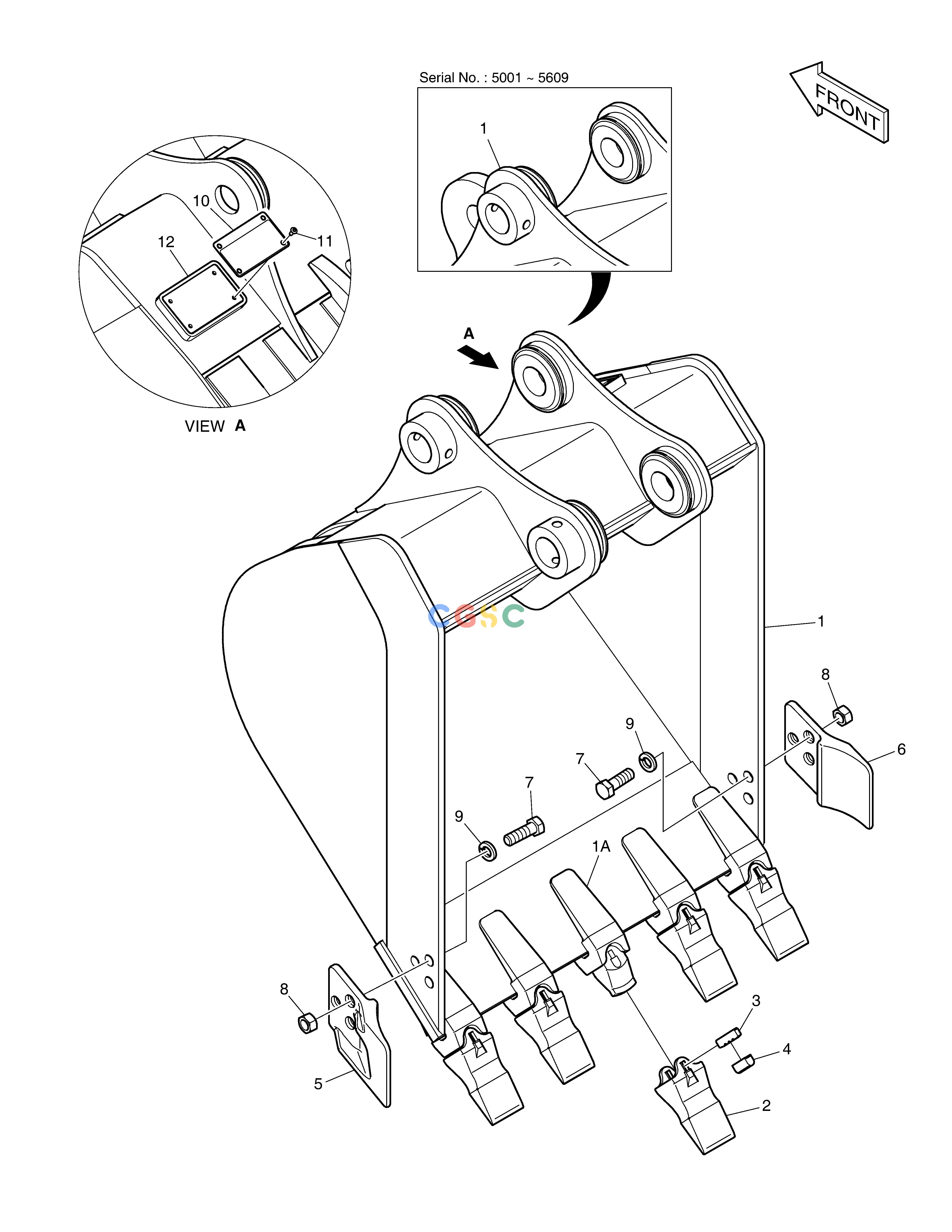 斗山零件查询BUCKET - 0.175㎥ DX55W Doosan parts catalog online