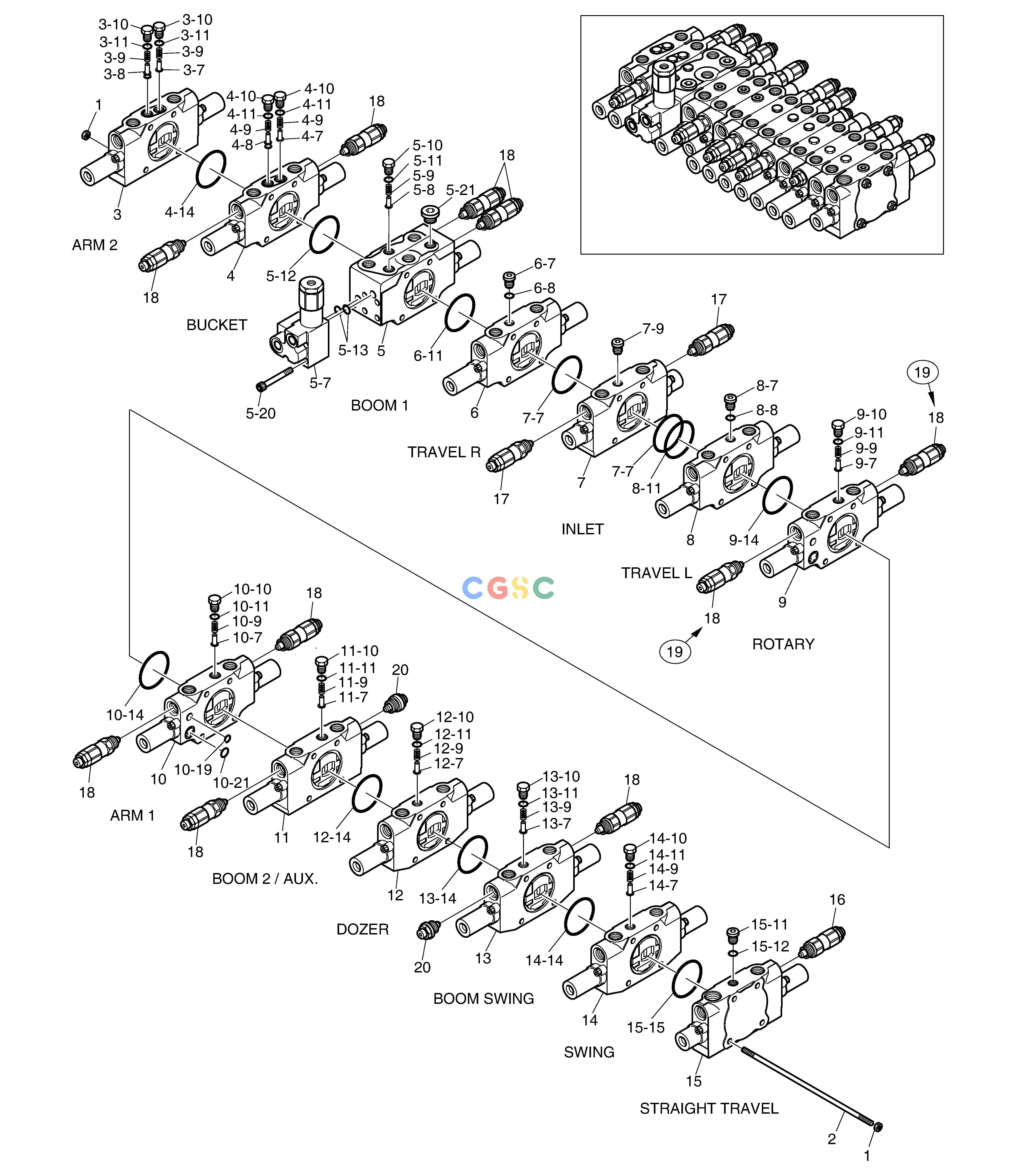 斗山零件查询CONTROL VALVE DX55W Doosan parts catalog online