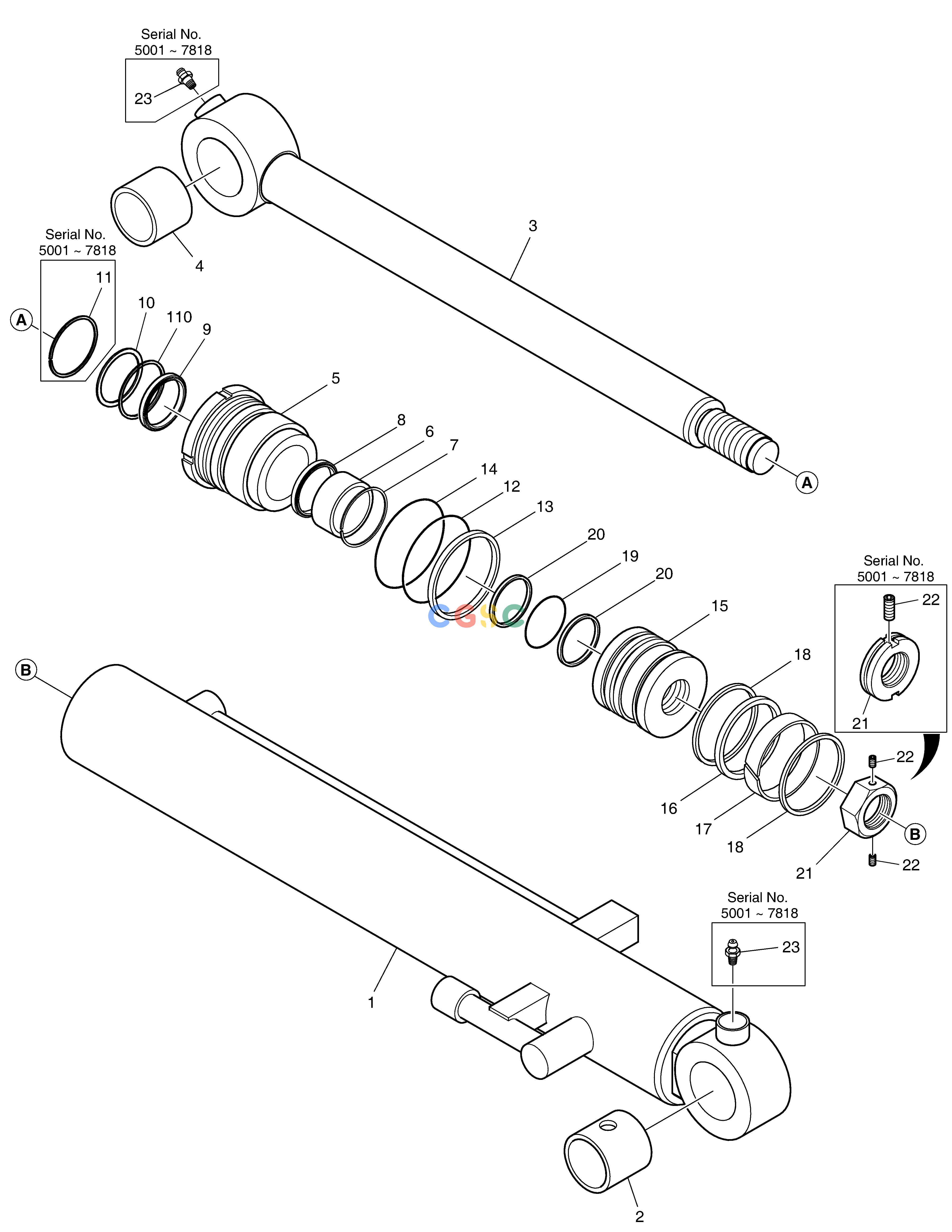 斗山零件查询BUCKET CYLINDER DX55W Doosan parts catalog online