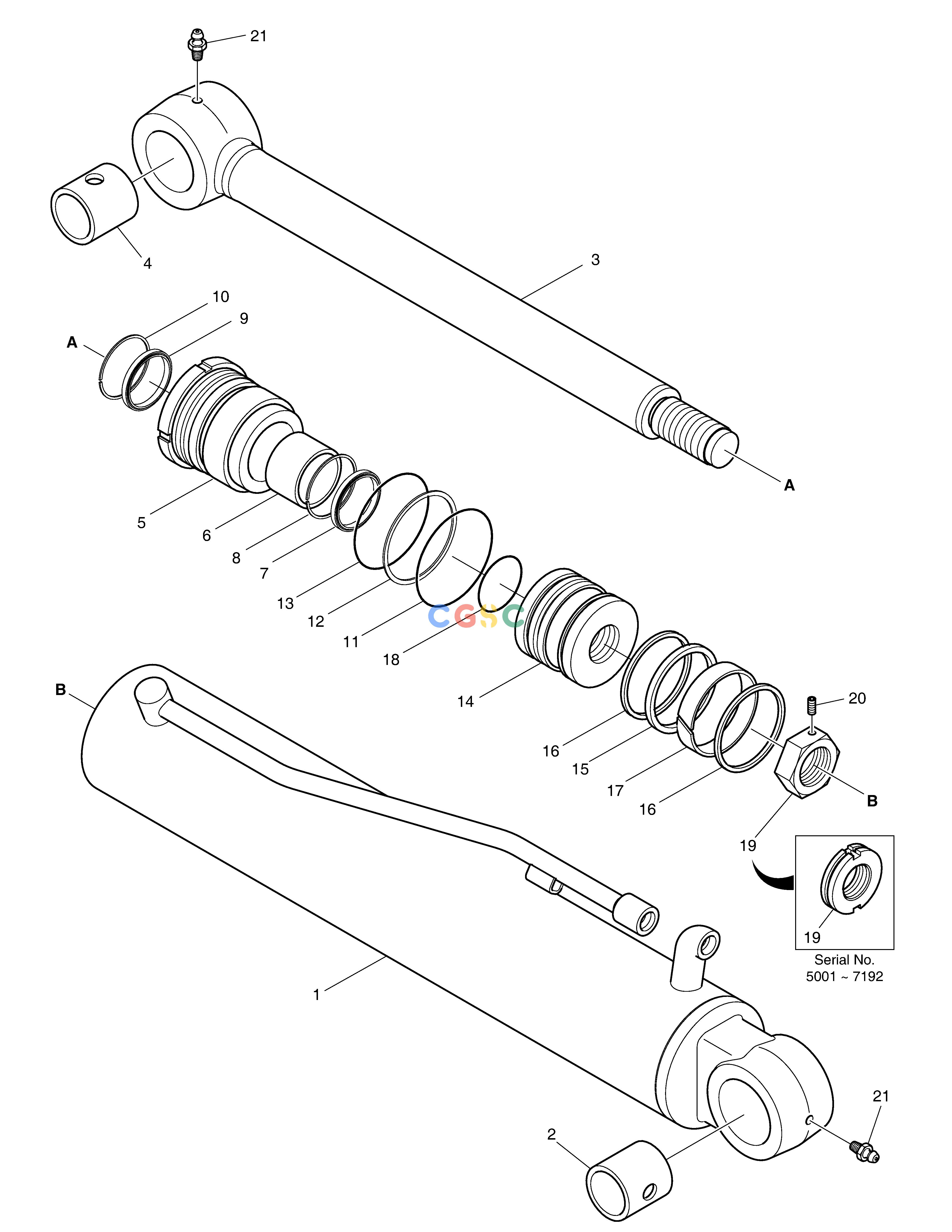 斗山零件查询BOOM SWING CYLINDER DX55W Doosan parts catalog online