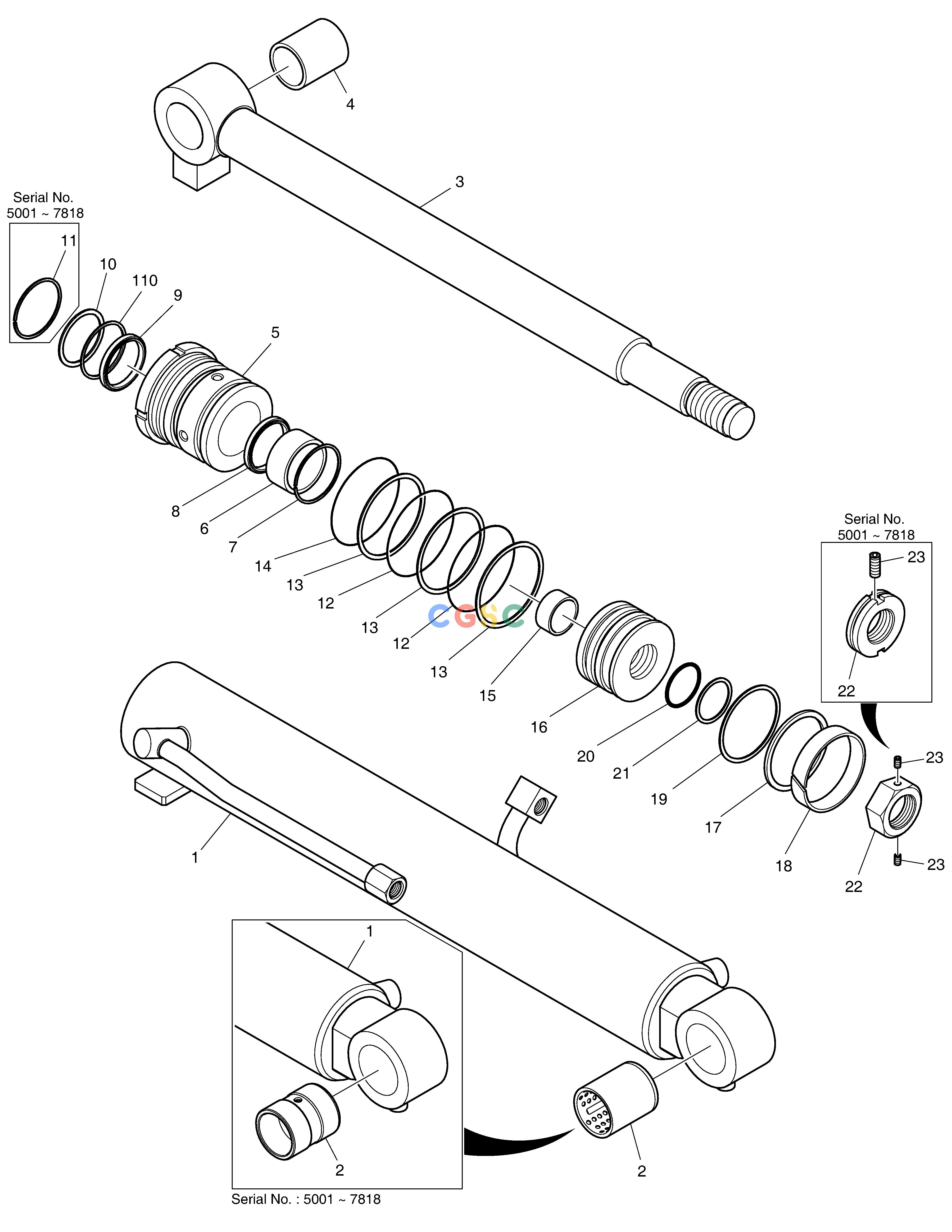 斗山零件查询BOOM CYLINDER - WITH COVER DX55W Doosan parts catalog online