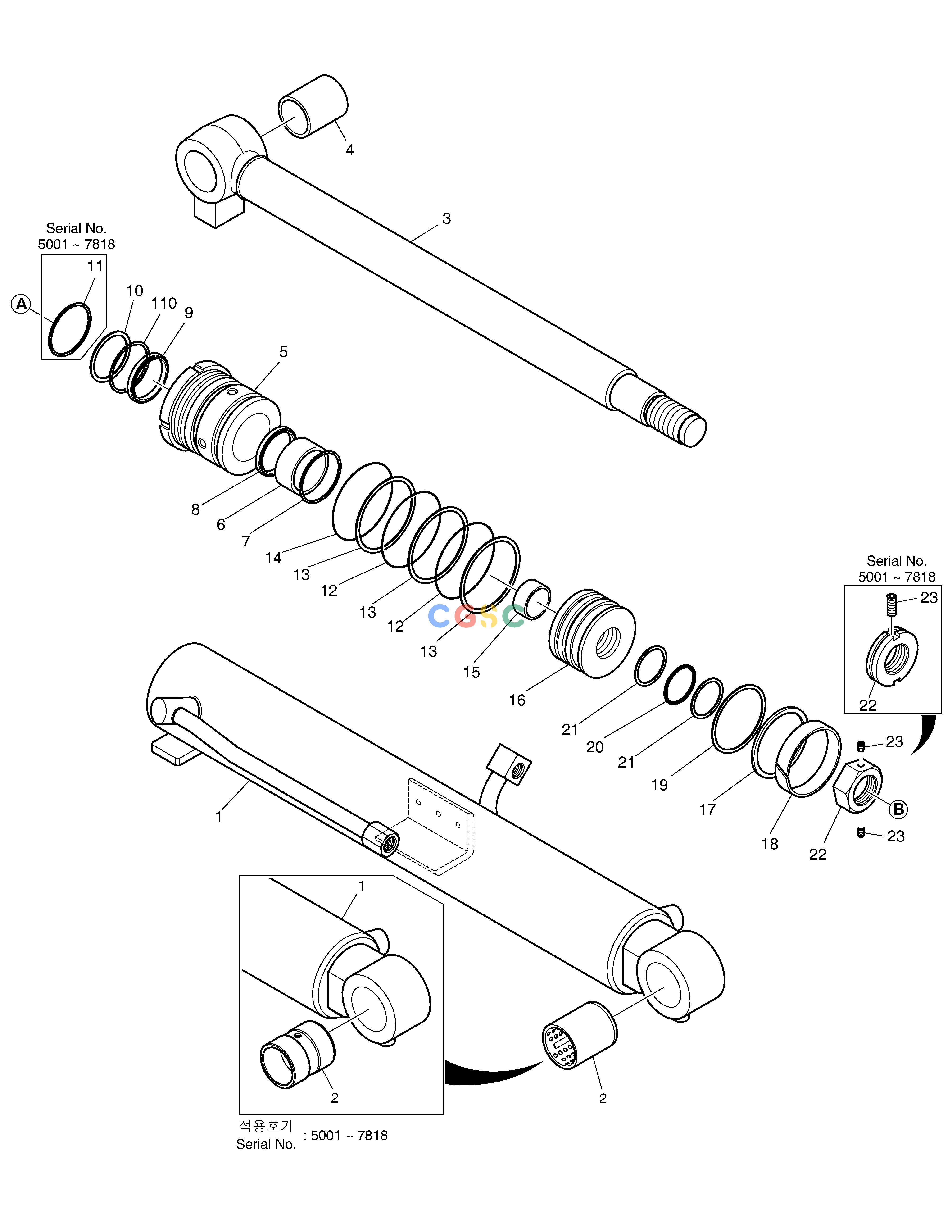 斗山零件查询BOOM CYLINDER - WITH COVER(LOCK V/V) DX55W Doosan parts catalog online