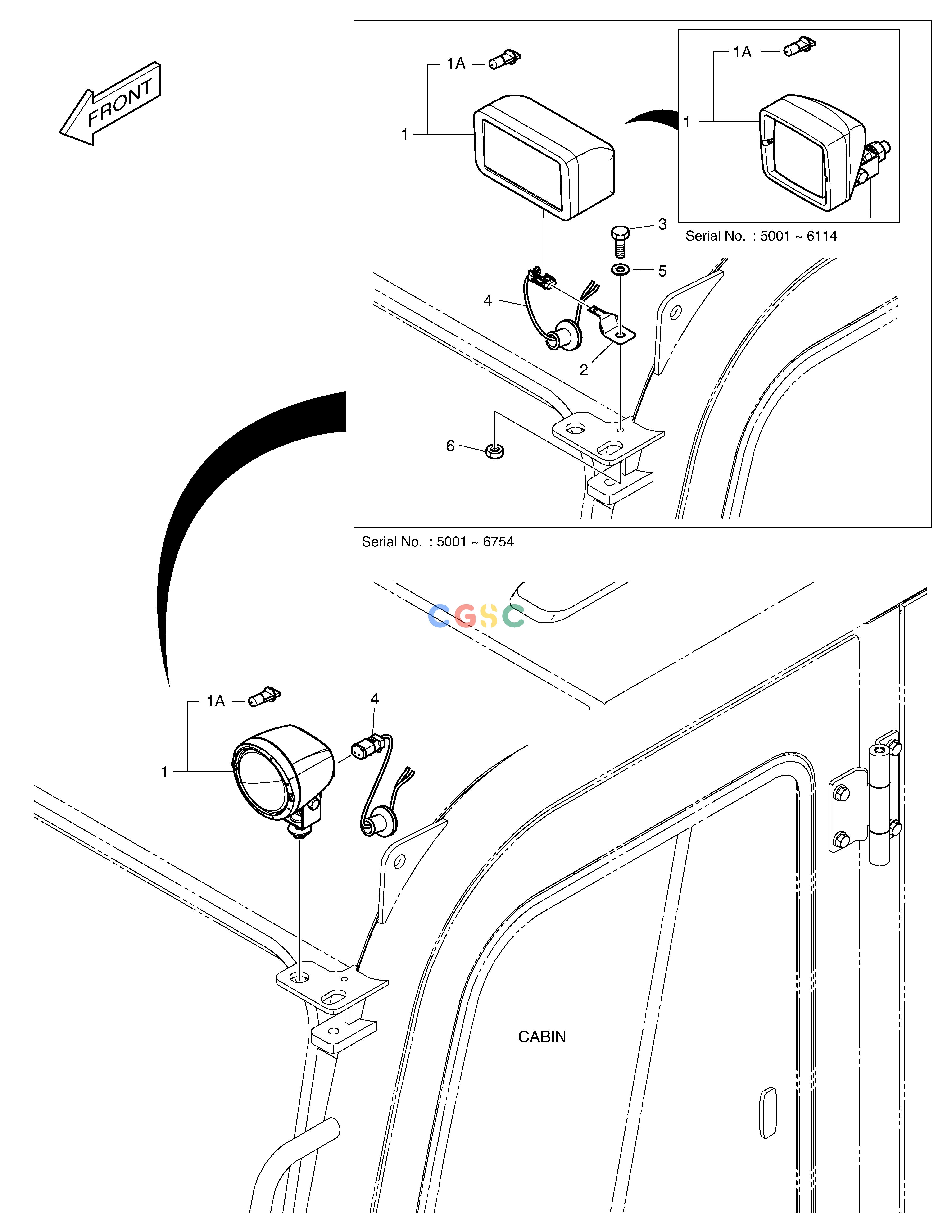 斗山零件查询CABIN LAMP DX55W Doosan parts catalog online