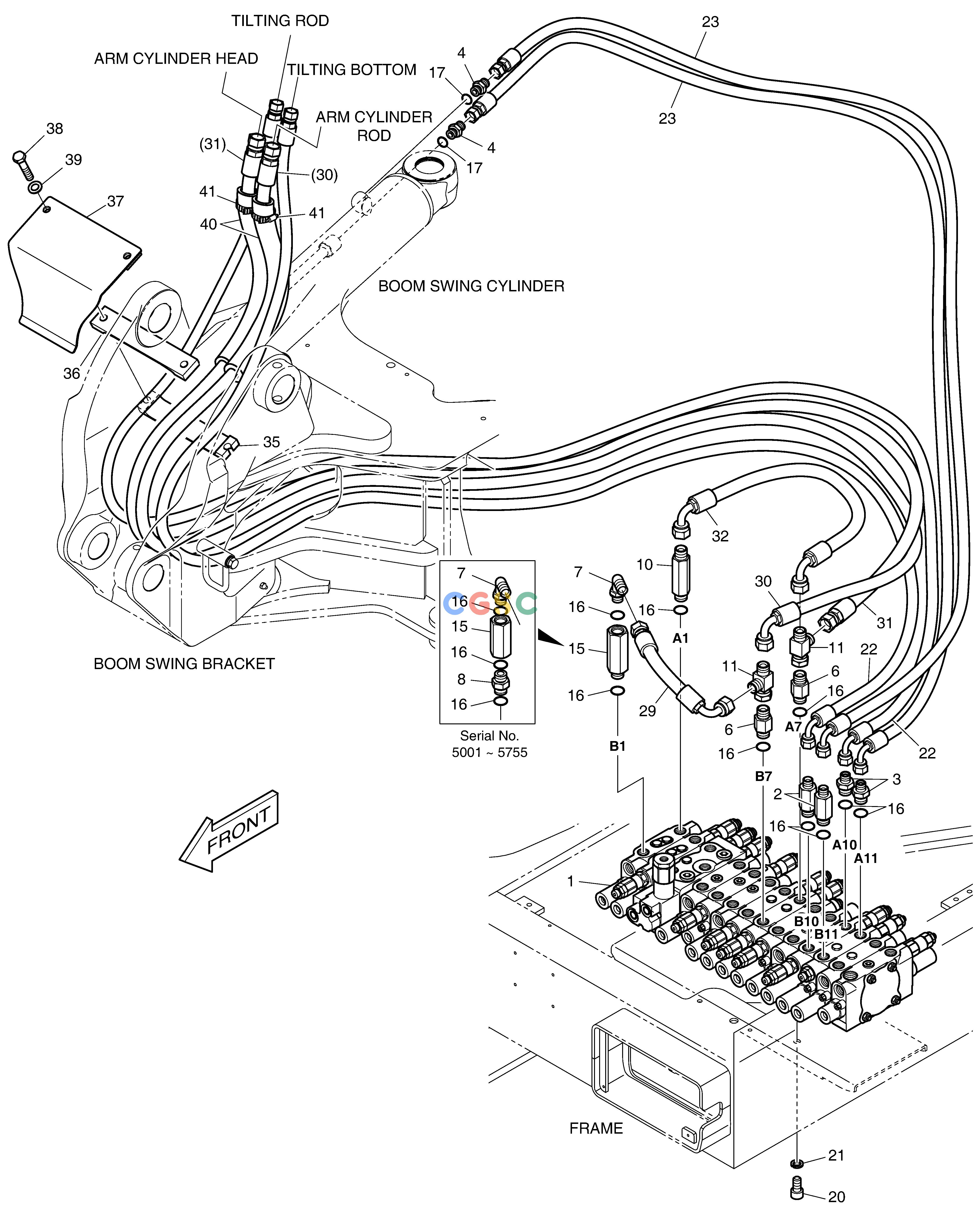斗山零件查询MAIN PIPING(1) - TILTING DX55W Doosan parts catalog online