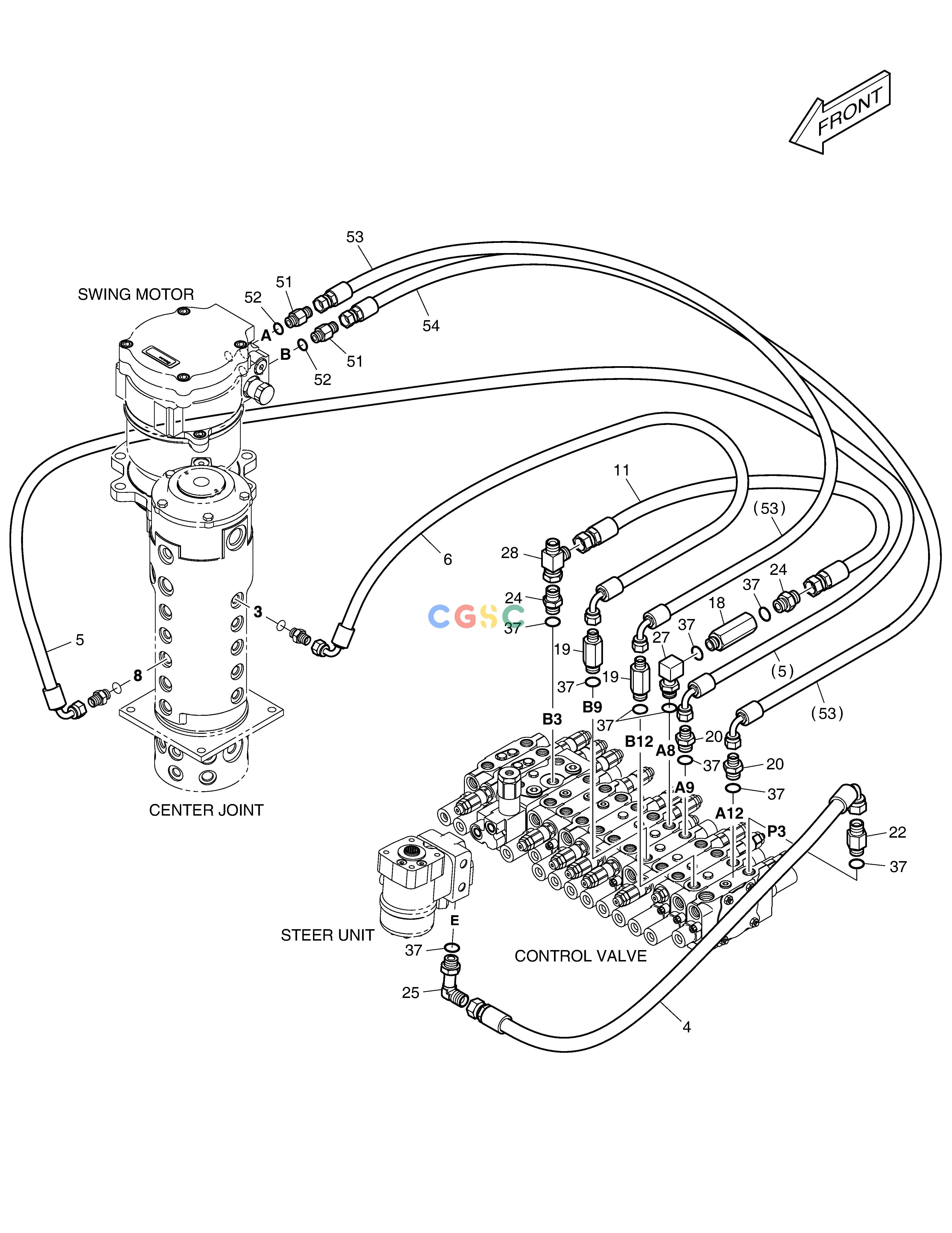斗山零件查询MAIN PIPING(2) - TILTING DX55W Doosan parts catalog online